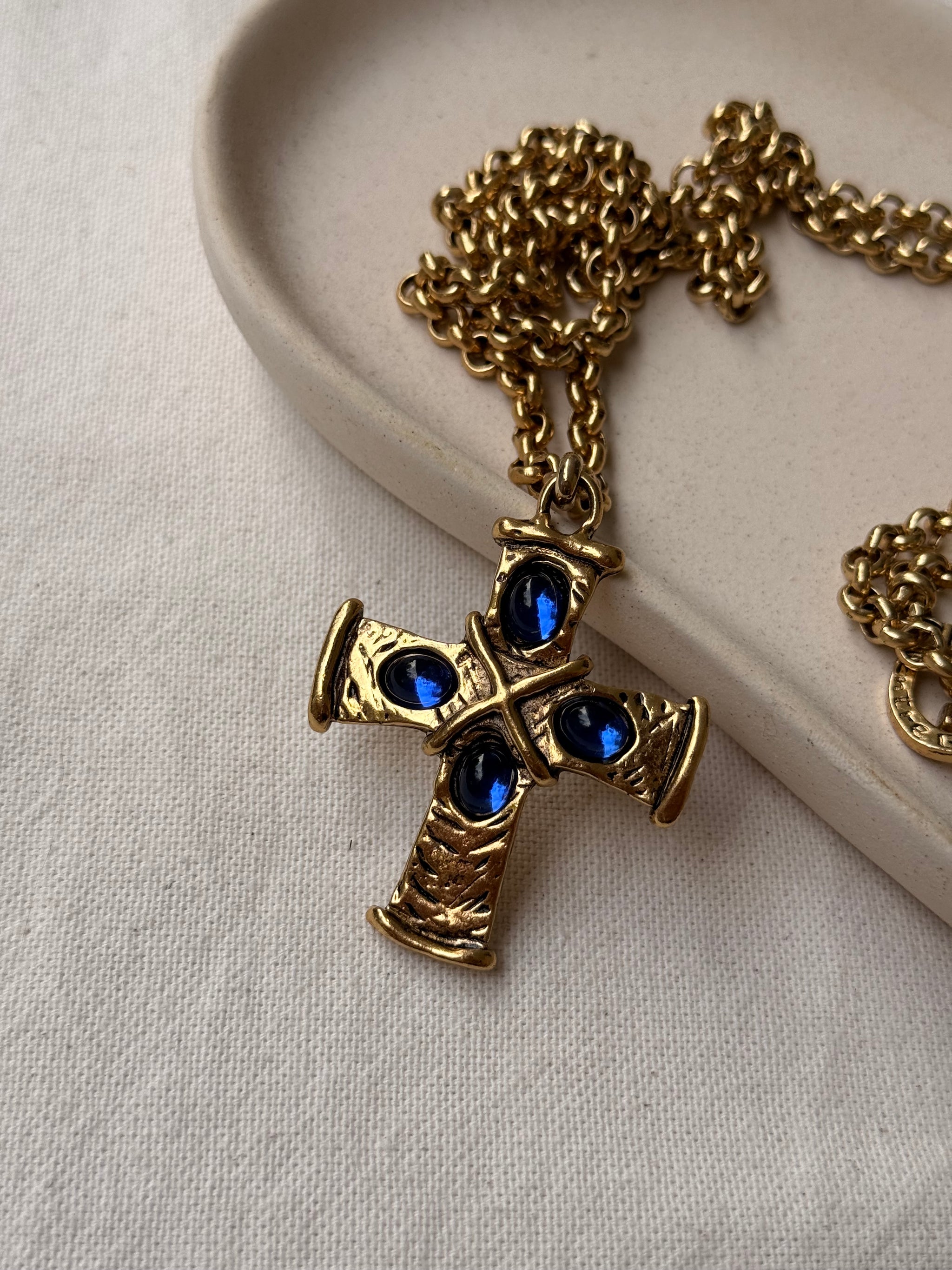 Collier Entre Guillemets vintage - Sautoir pendentif croix