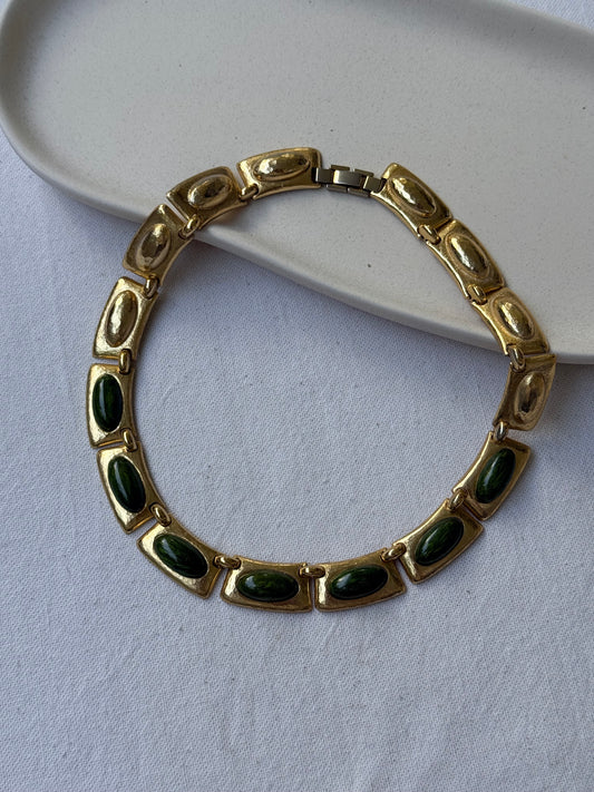Collier Helena Rubinstein vintage - Cabochons verts