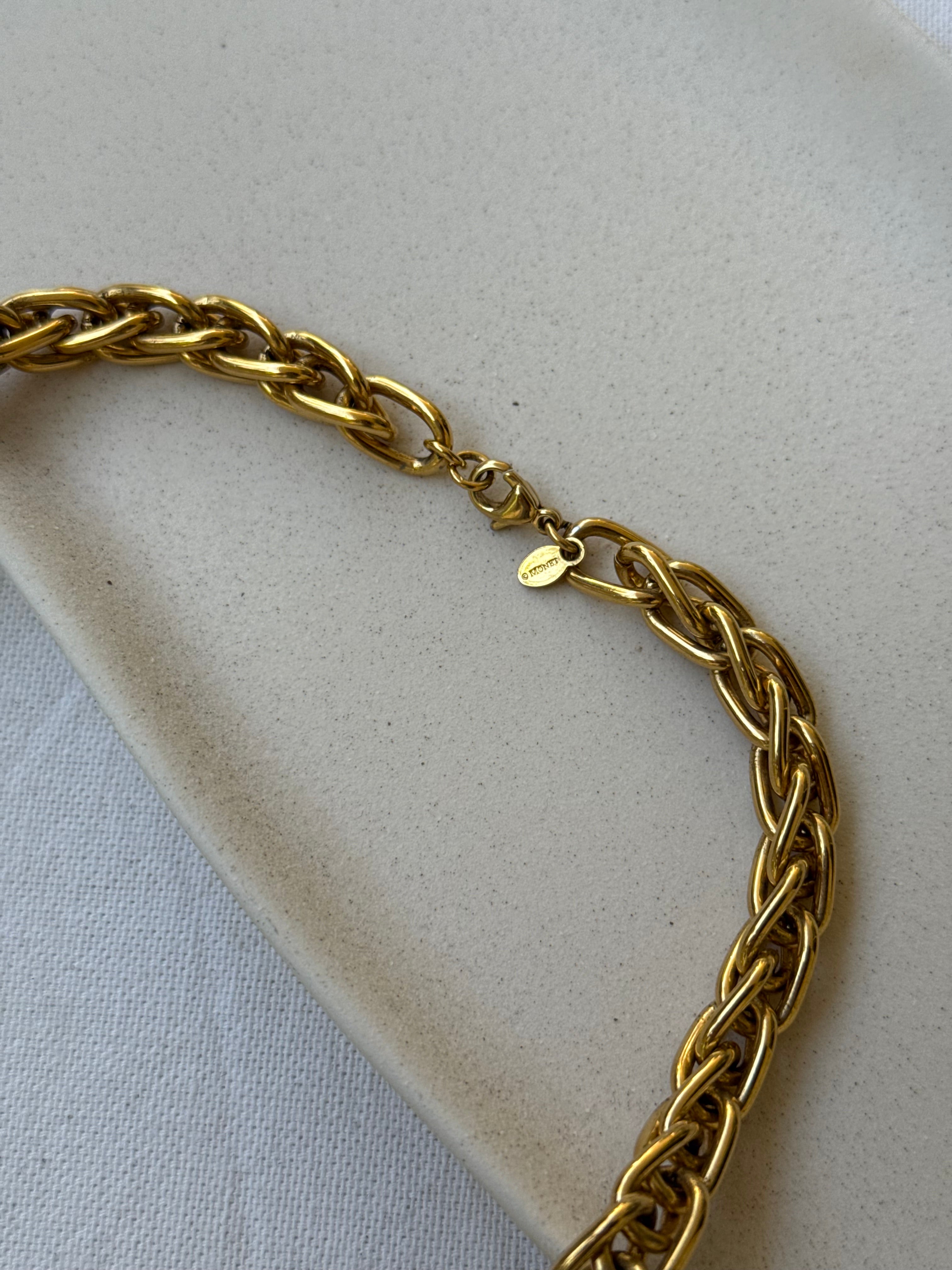 Collier Monet vintage - Maille torsadée dorée