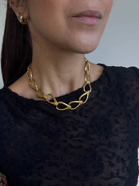 Collier doré vintage - Maillons ajourés dorés