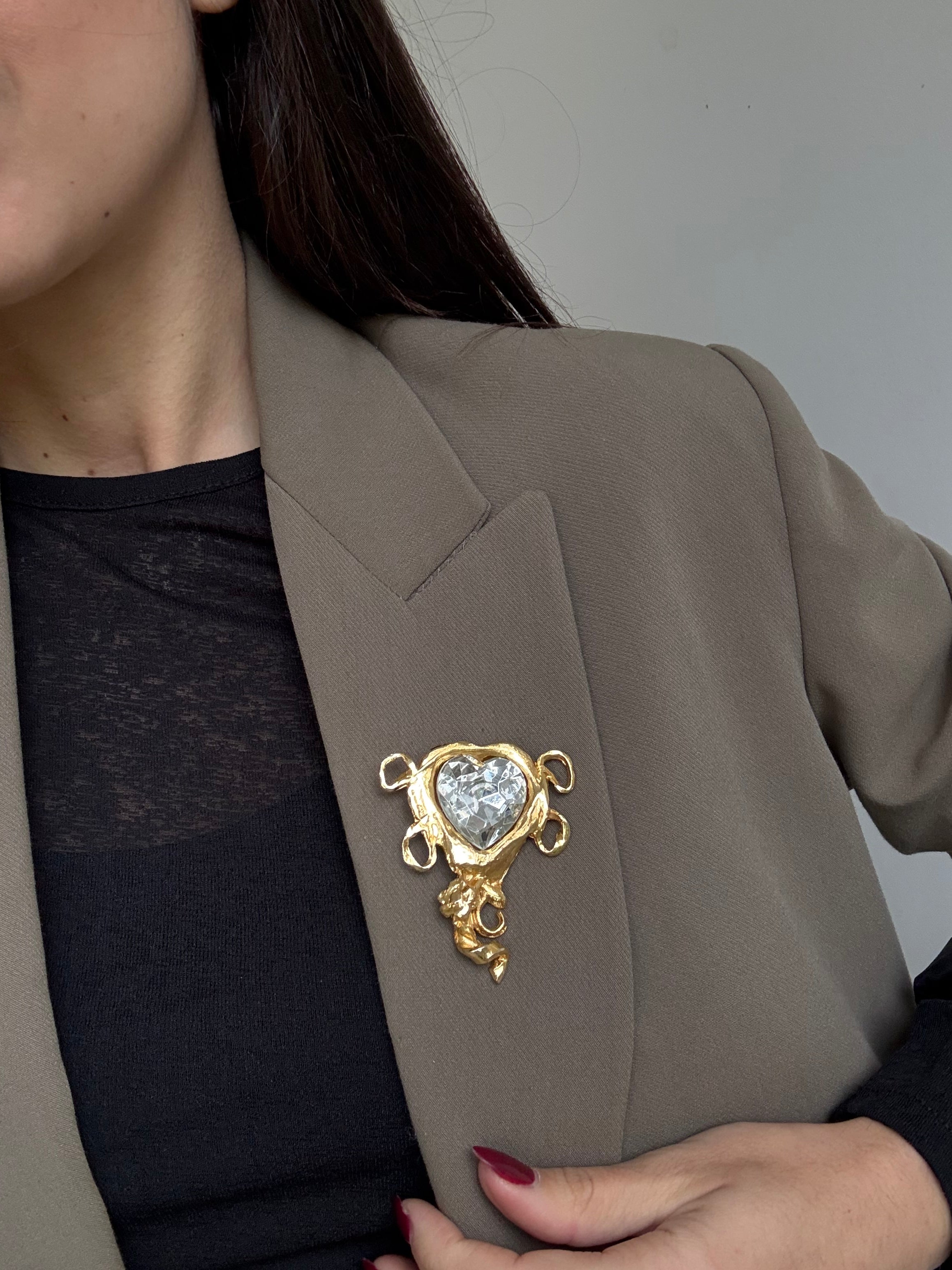 Broche Loola vintage - Cœur strass sculptural