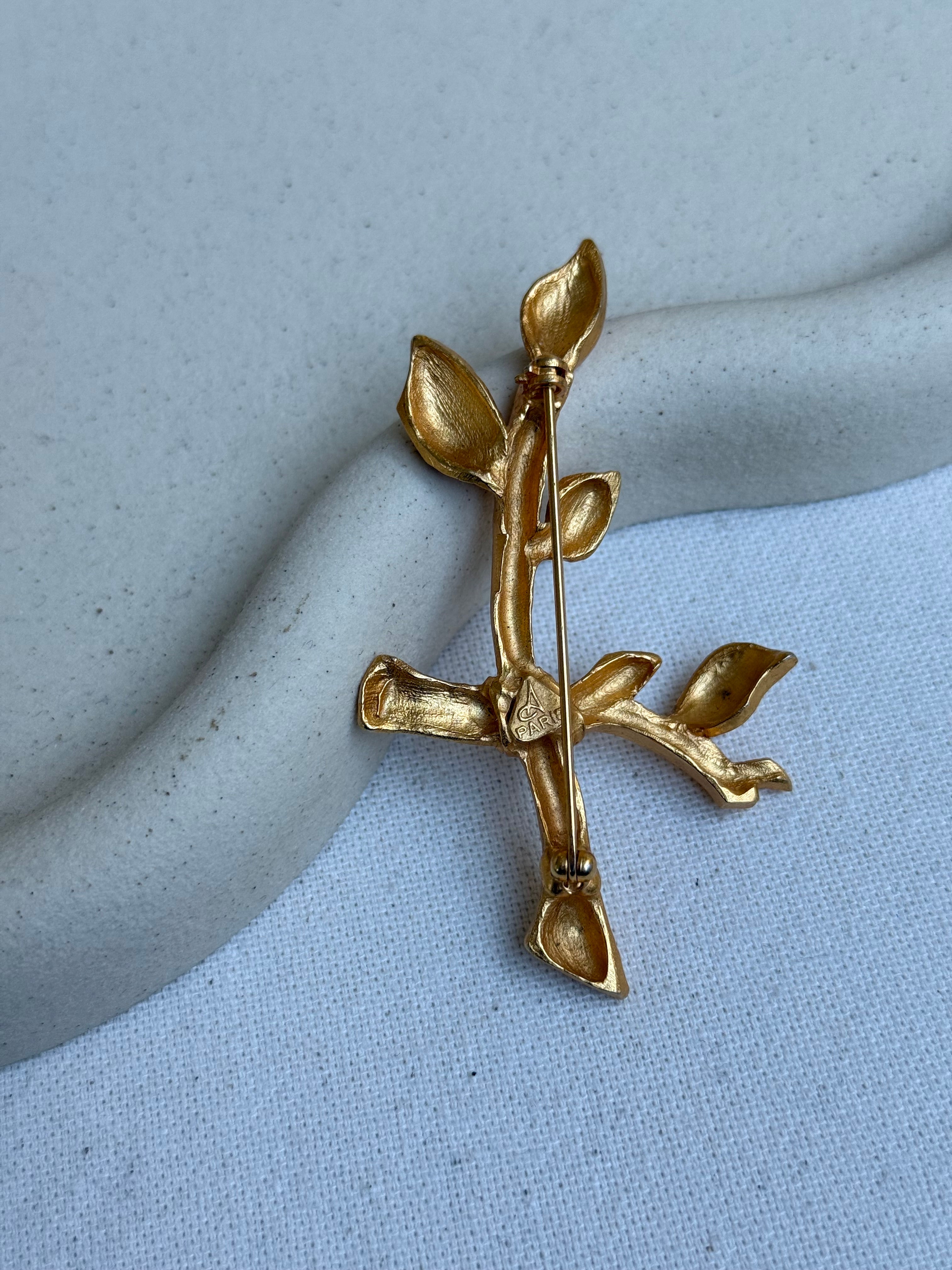 Broche Antigona vintage - Feuilles dorées