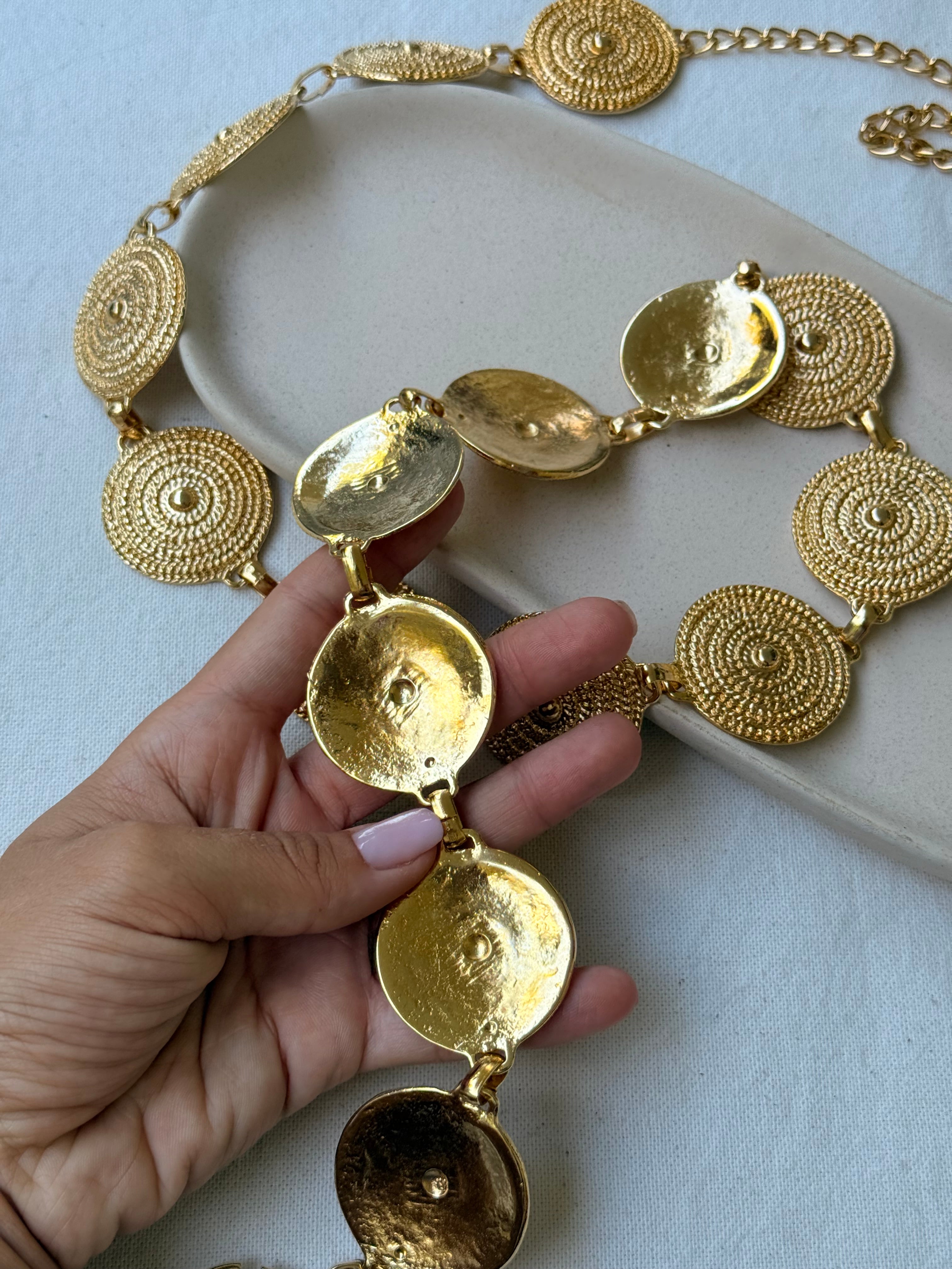 Ceinture vintage - Médaillons circulaires dorés