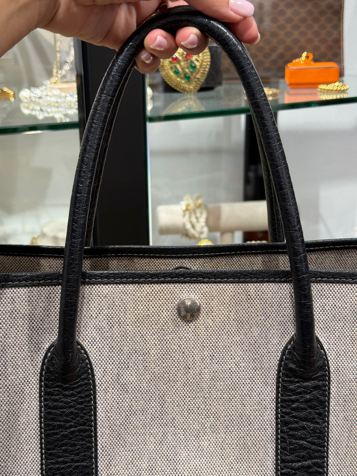 Sac Hermès vintage - Garden Party 36 en toile et cuir grainé