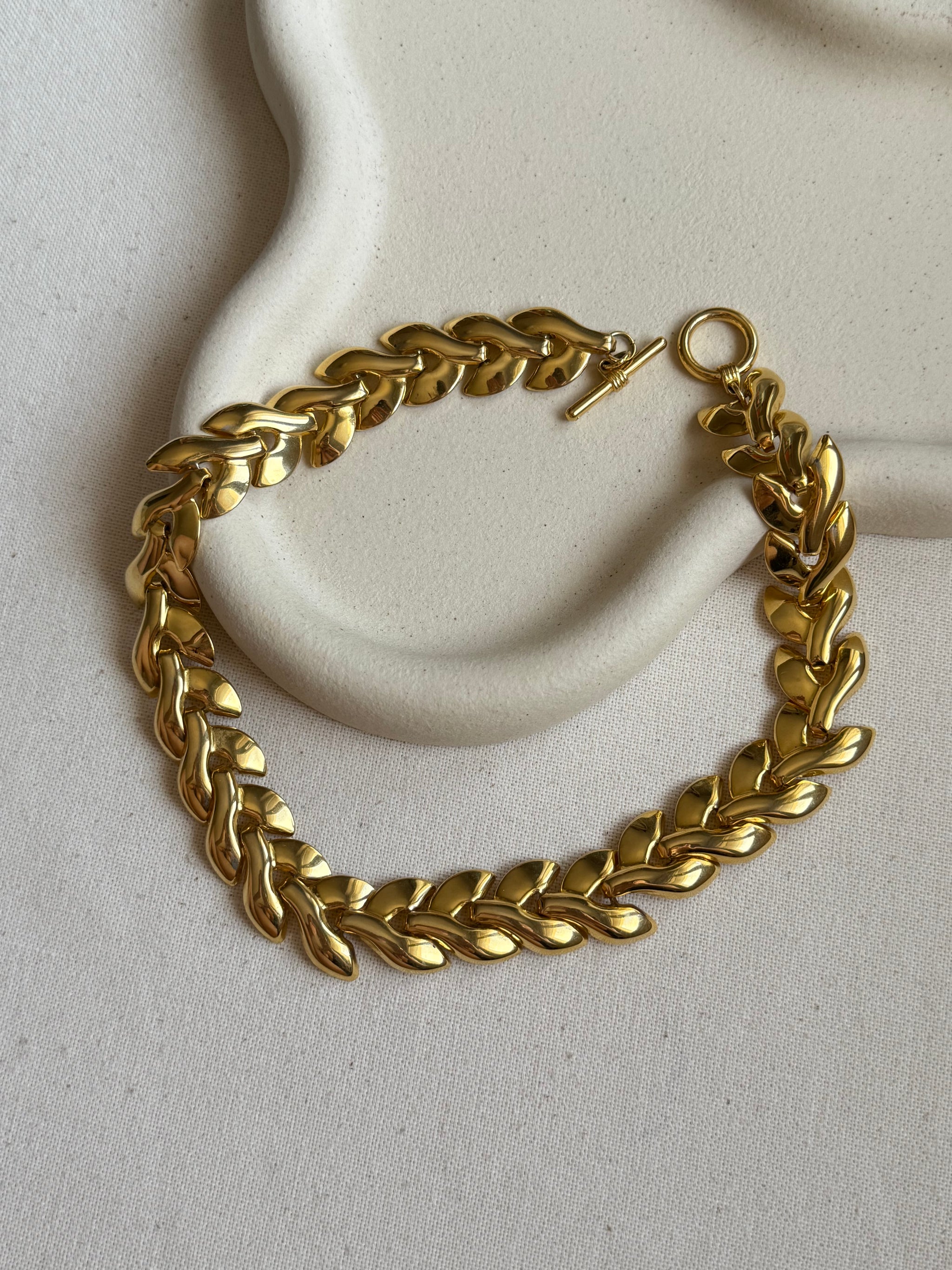 Collier vintage maille épi doré