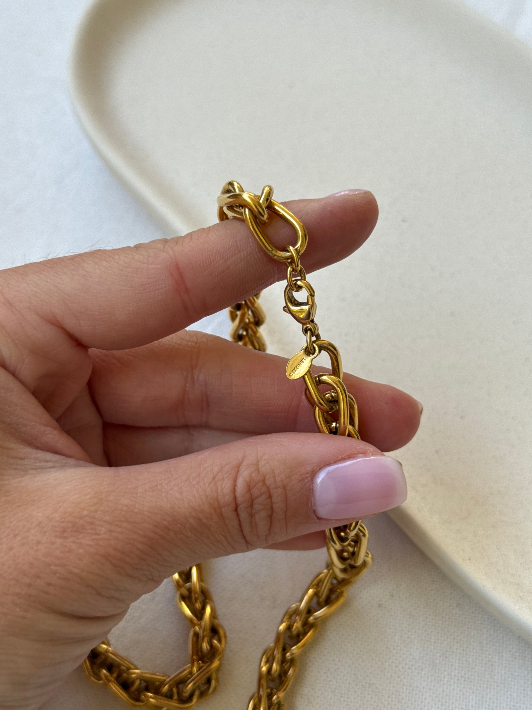 Collier Monet vintage - Maille torsadée dorée