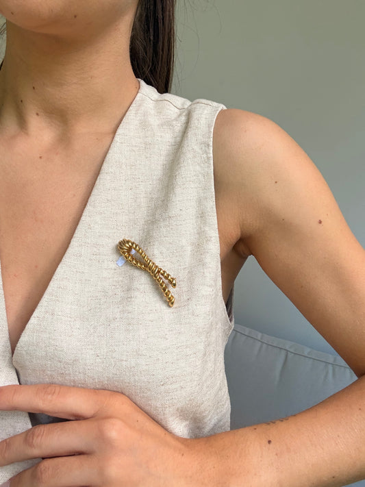 Broche vintage - Noeud torsadé doré