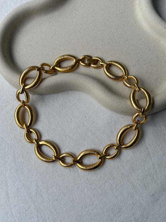 Collier doré vintage - Maillons ovales texturés