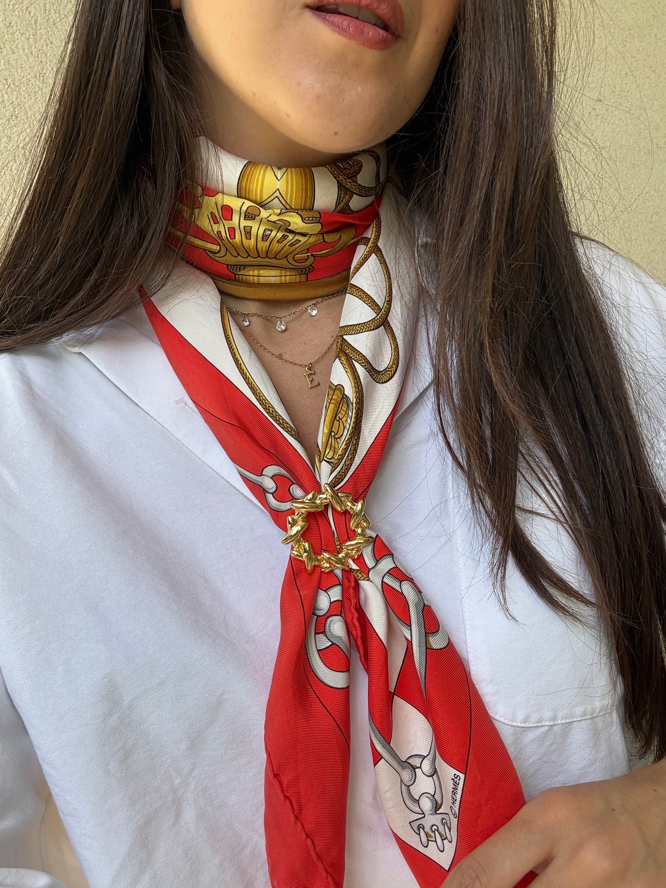 Anneau de foulard vintage - Croisillons dorés