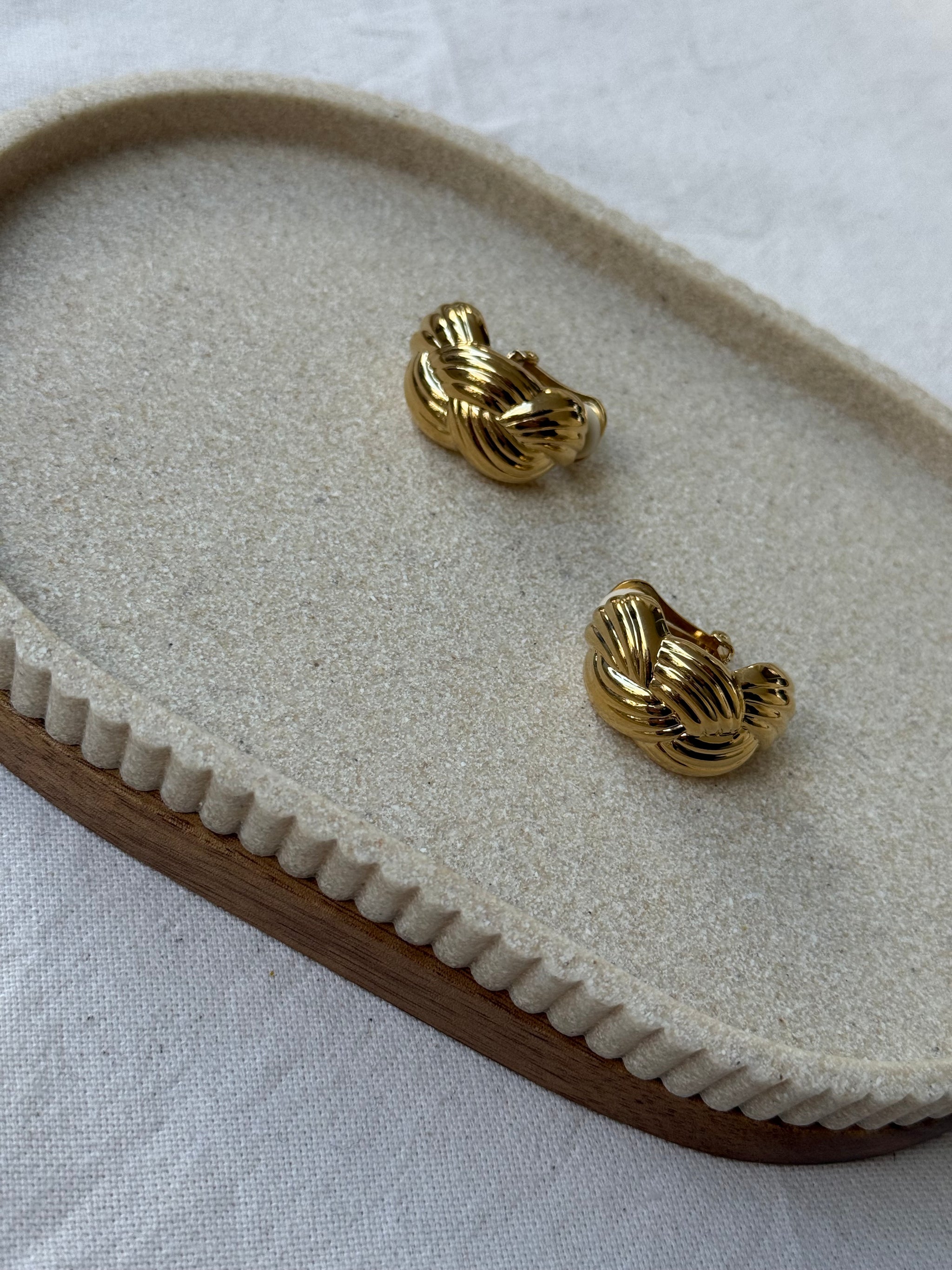 Boucles d’oreilles vintage - Créoles tressées dorées