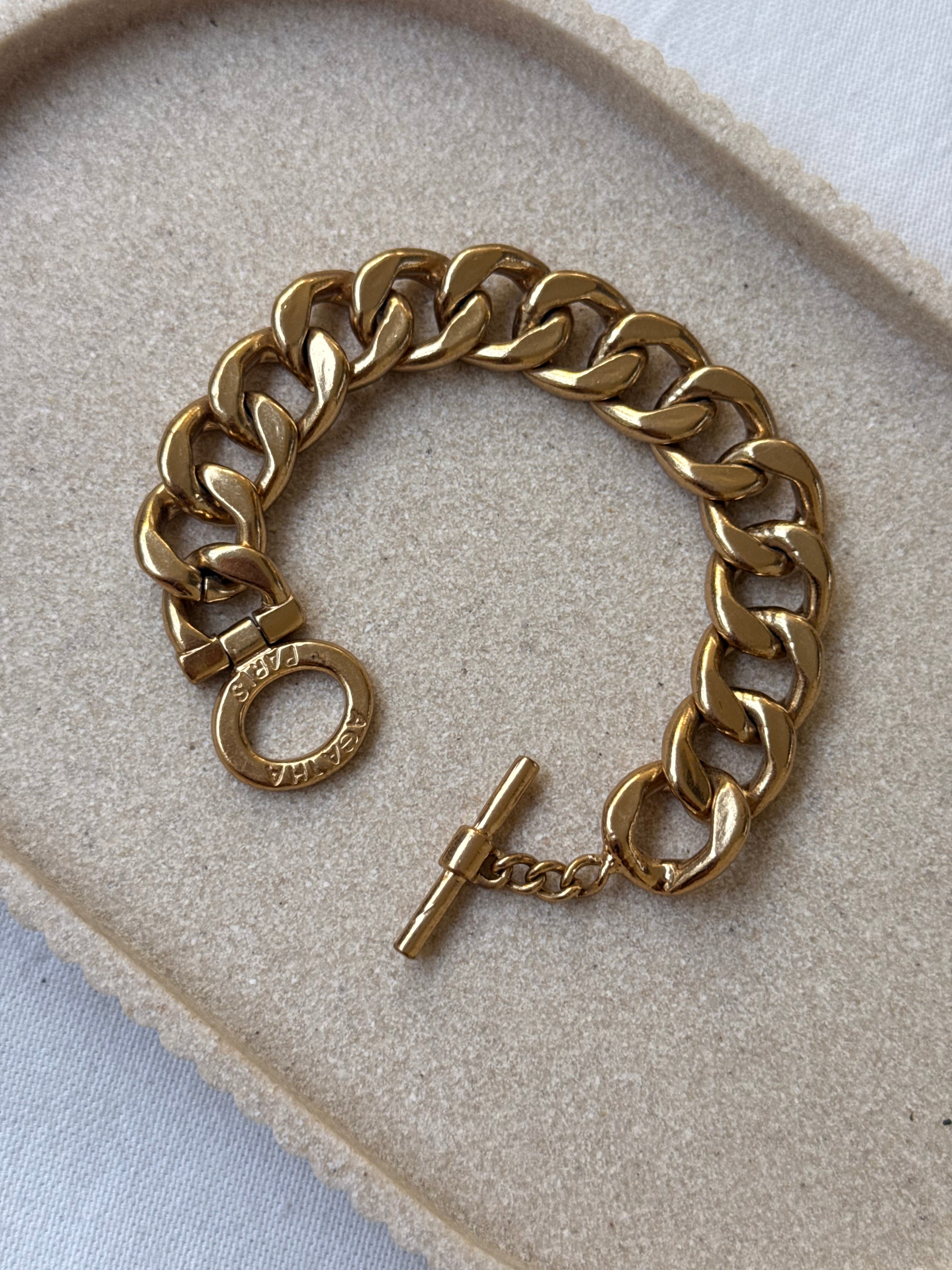 Bracelet Agatha vintage - Maille gourmette dorée