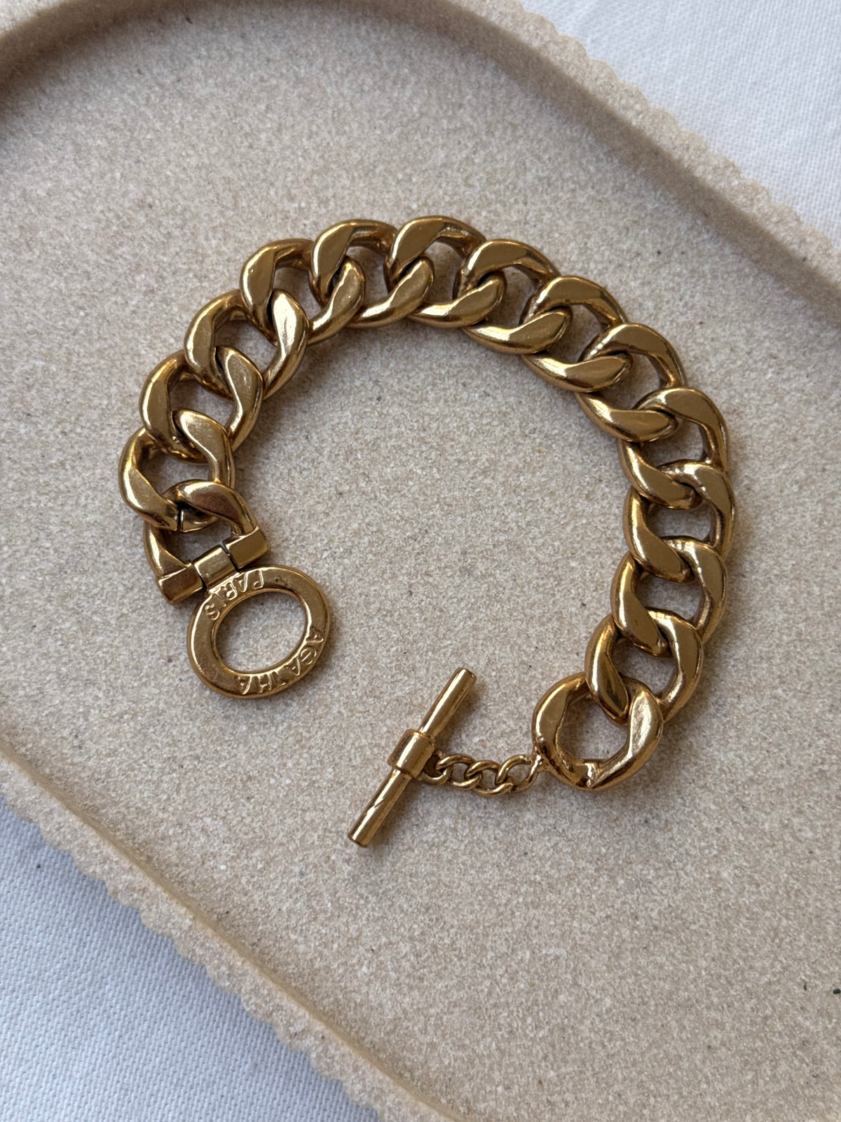 Bracelet Agatha vintage - Maille gourmette dorée