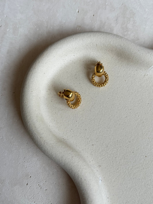 Boucles d’oreilles Monet vintage - Anneaux texturés dorés