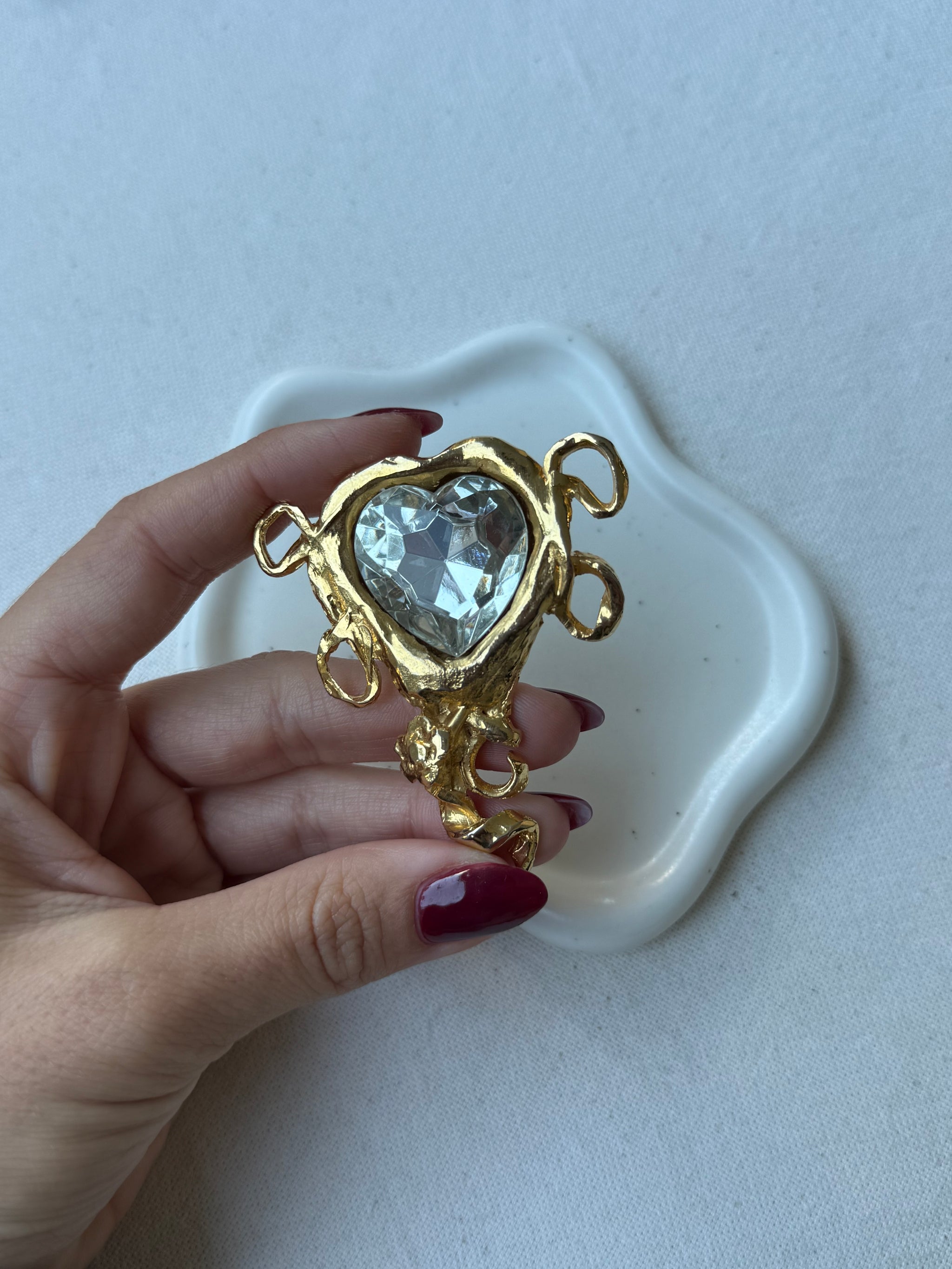 Broche Loola vintage - Cœur strass sculptural