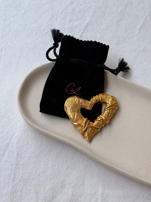 Broche Christian Lacroix vintage - Coeur doré XL