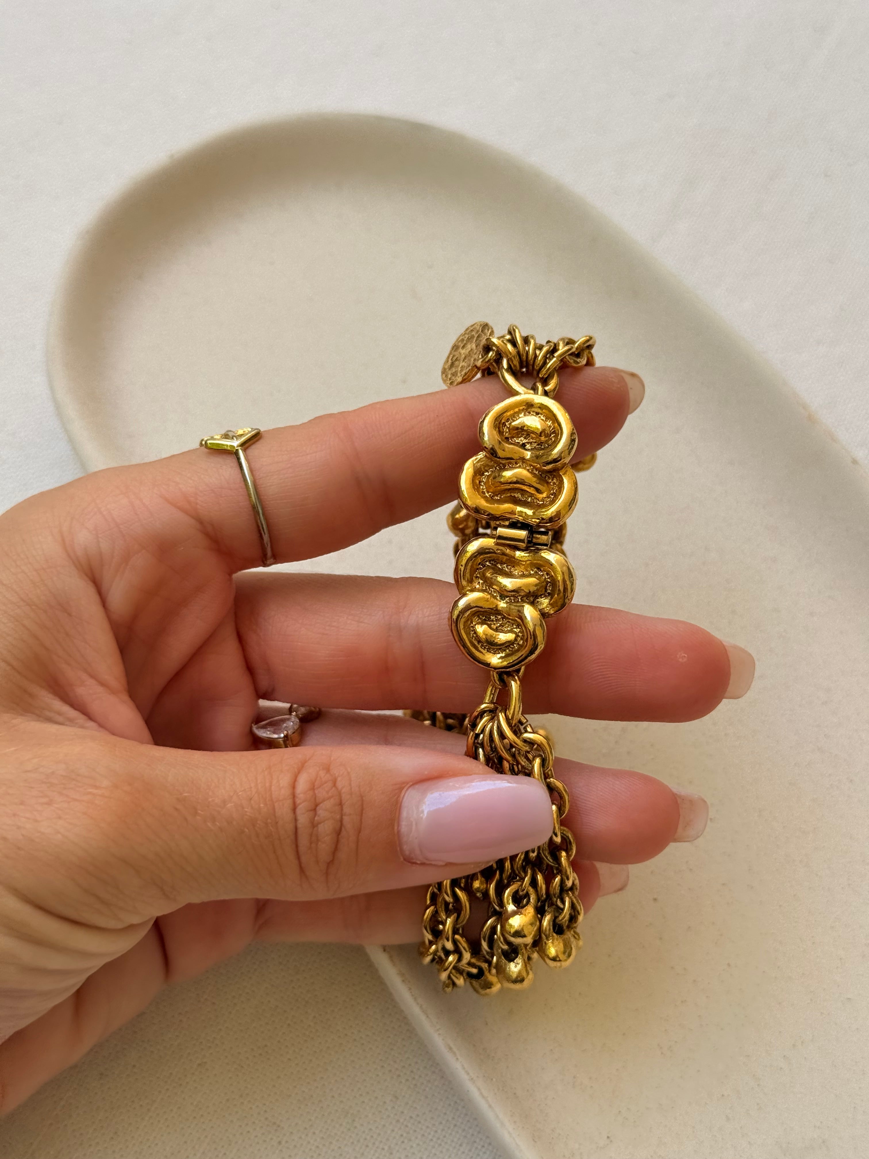 Bracelet Sonia Rykiel vintage - Multi chaînes pampilles