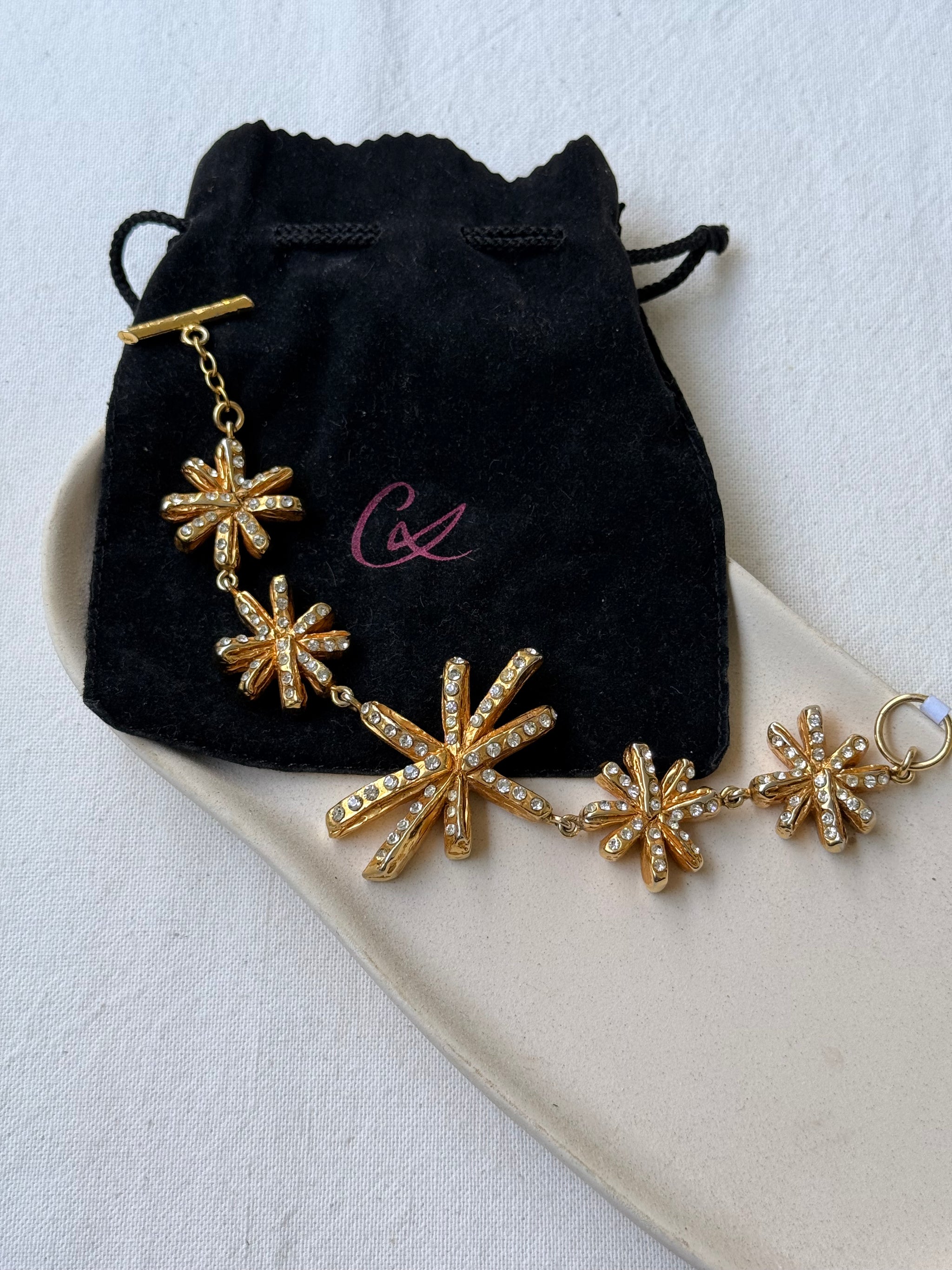 Bracelet Christian Lacroix vintage - Étoiles dorées et strass