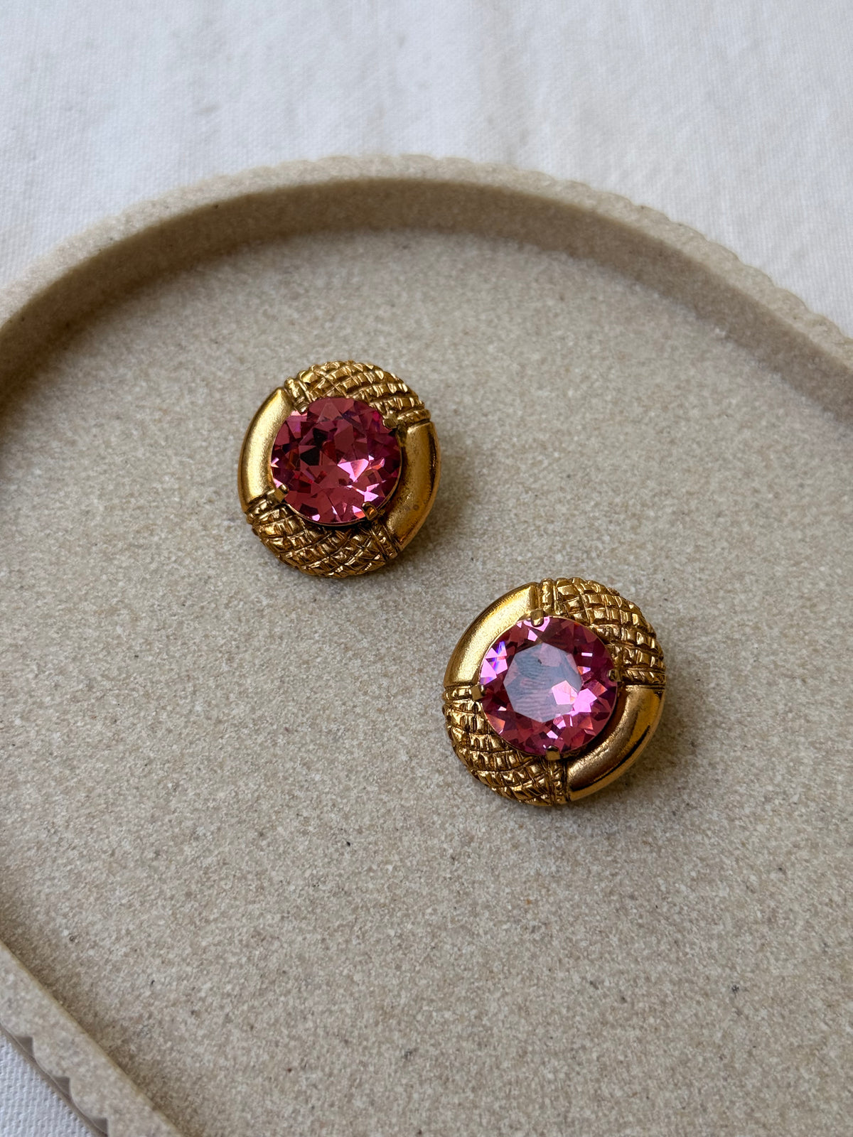 Boucles d’oreilles Sonia Rykiel vintage - Cristal rose
