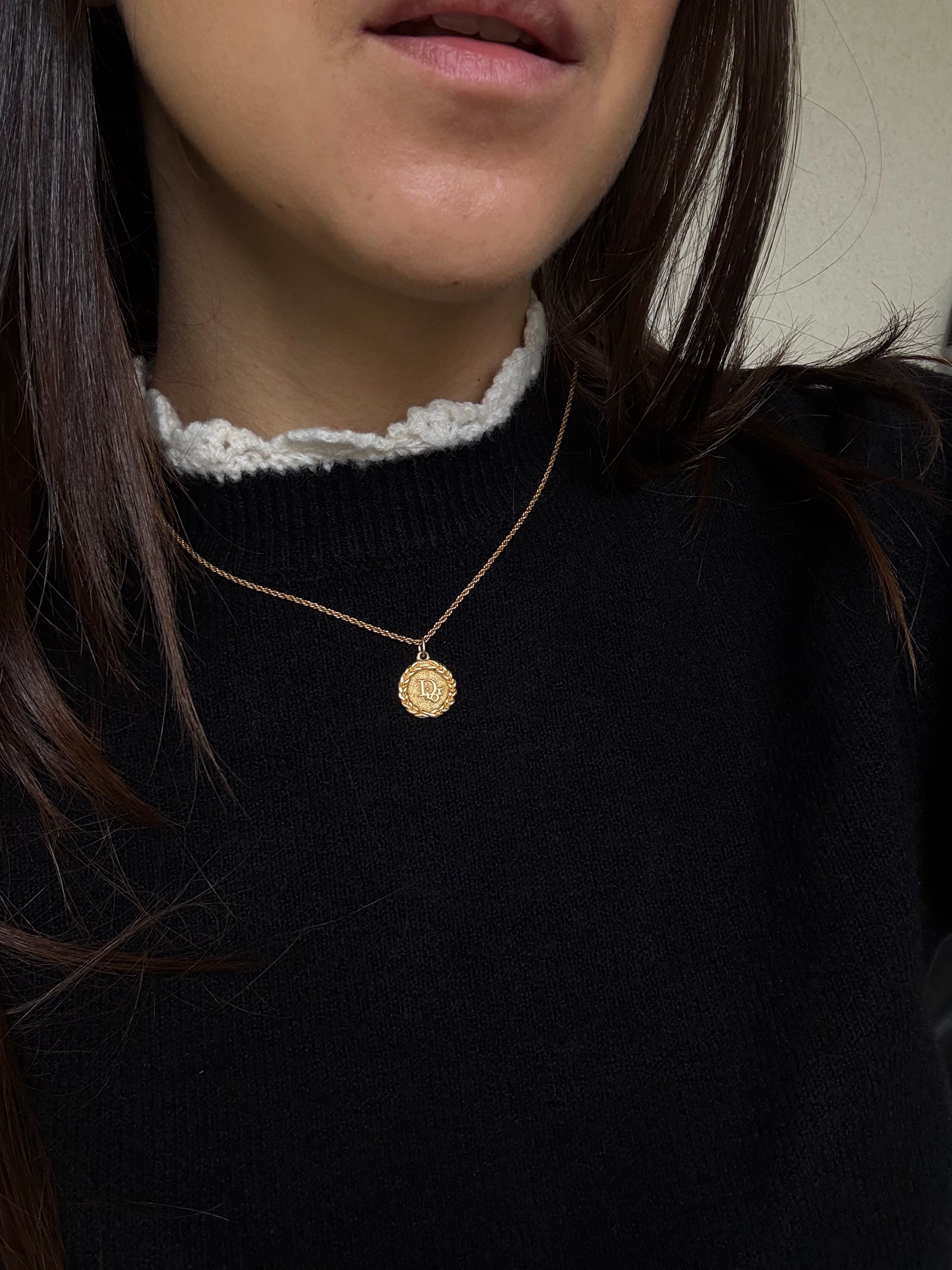 Collier Christian Dior vintage - Médaillon inscription Dior