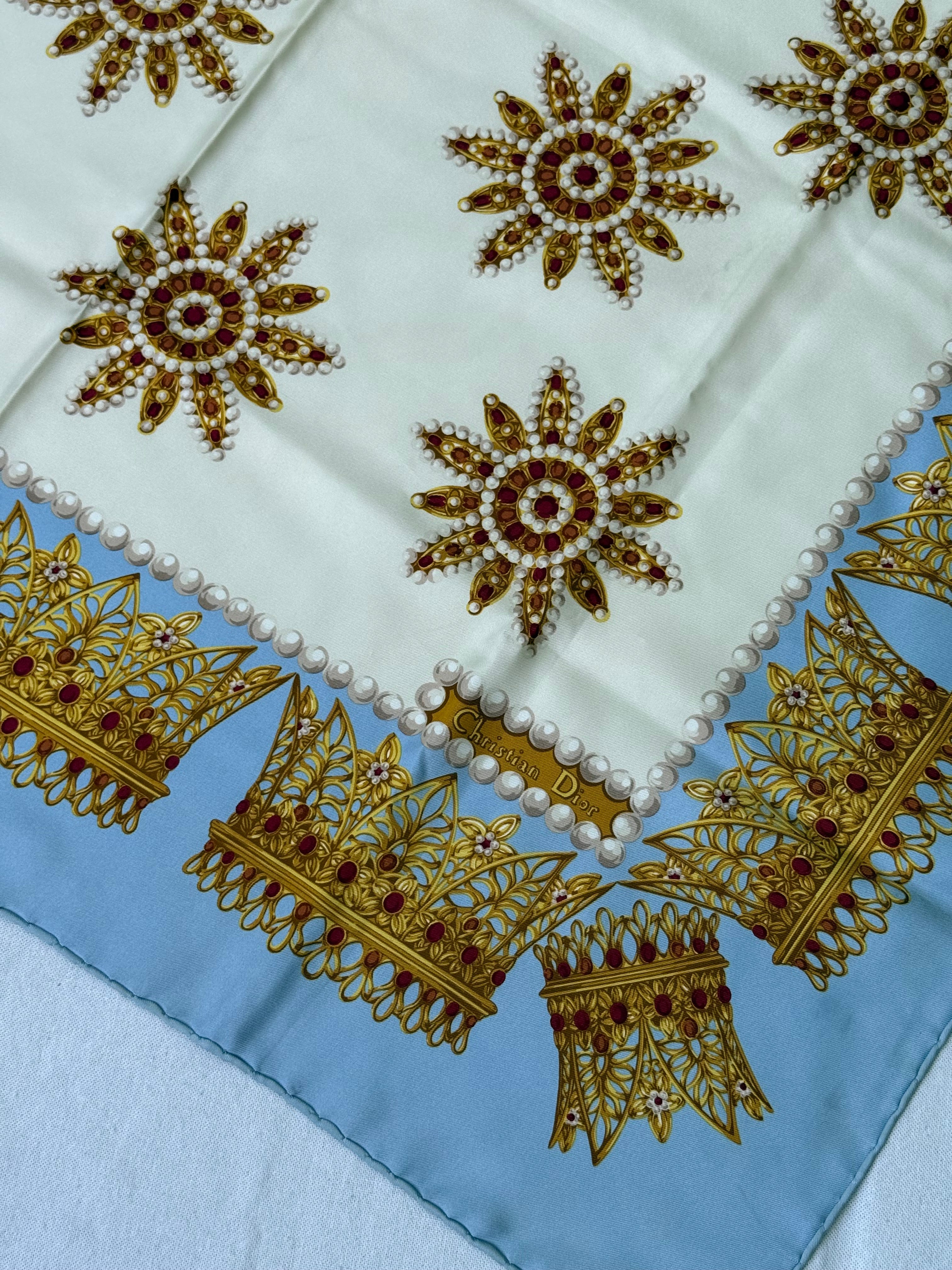 Christian Dior Scarf – Jewel and crown motifs