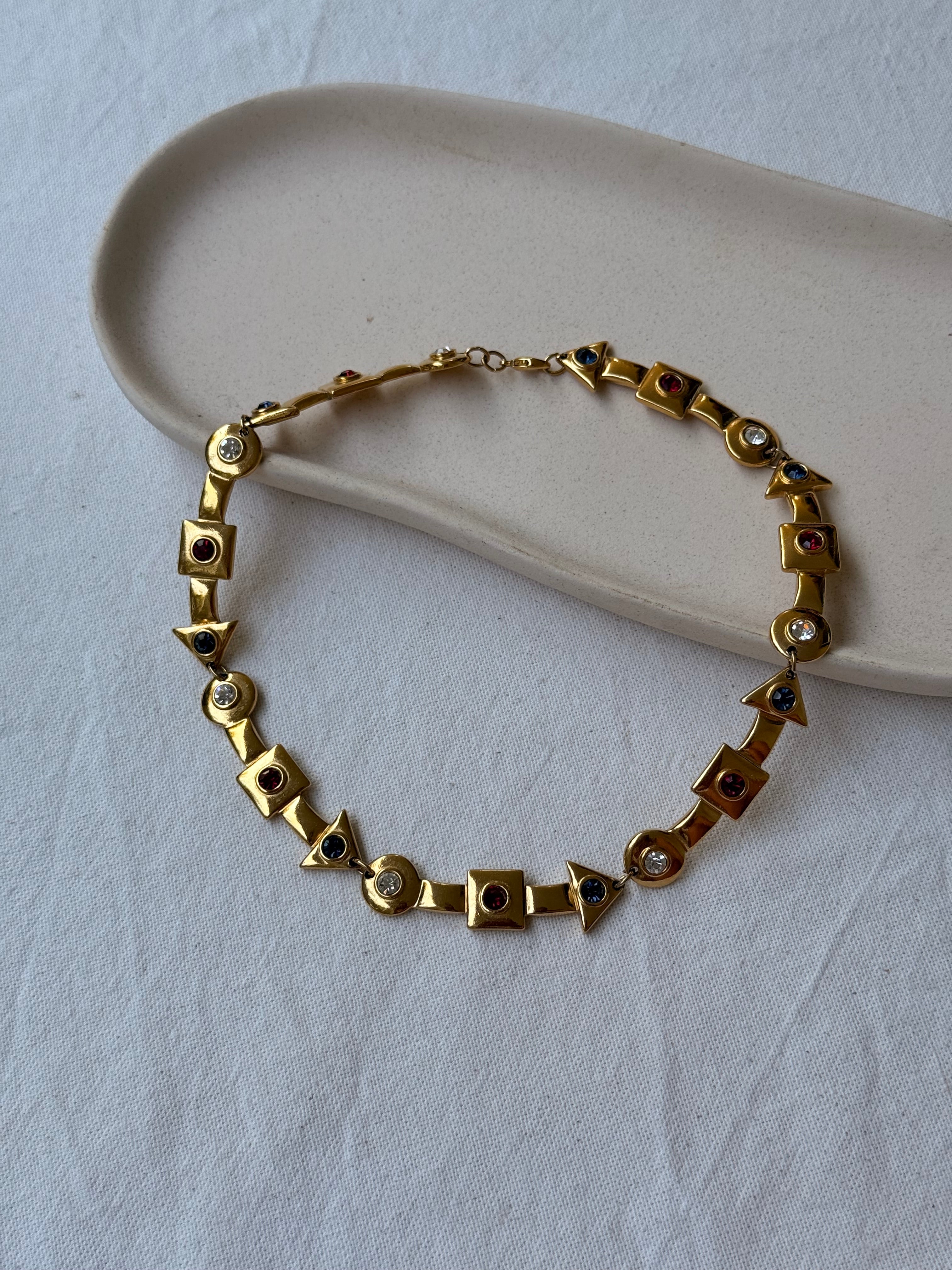 Collier doré vintage - fléches colorées