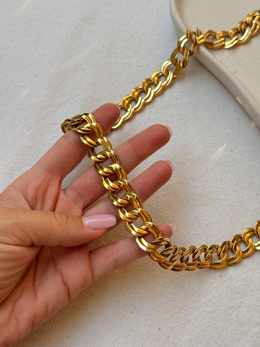 Collier Monet vintage - Double maille dorée