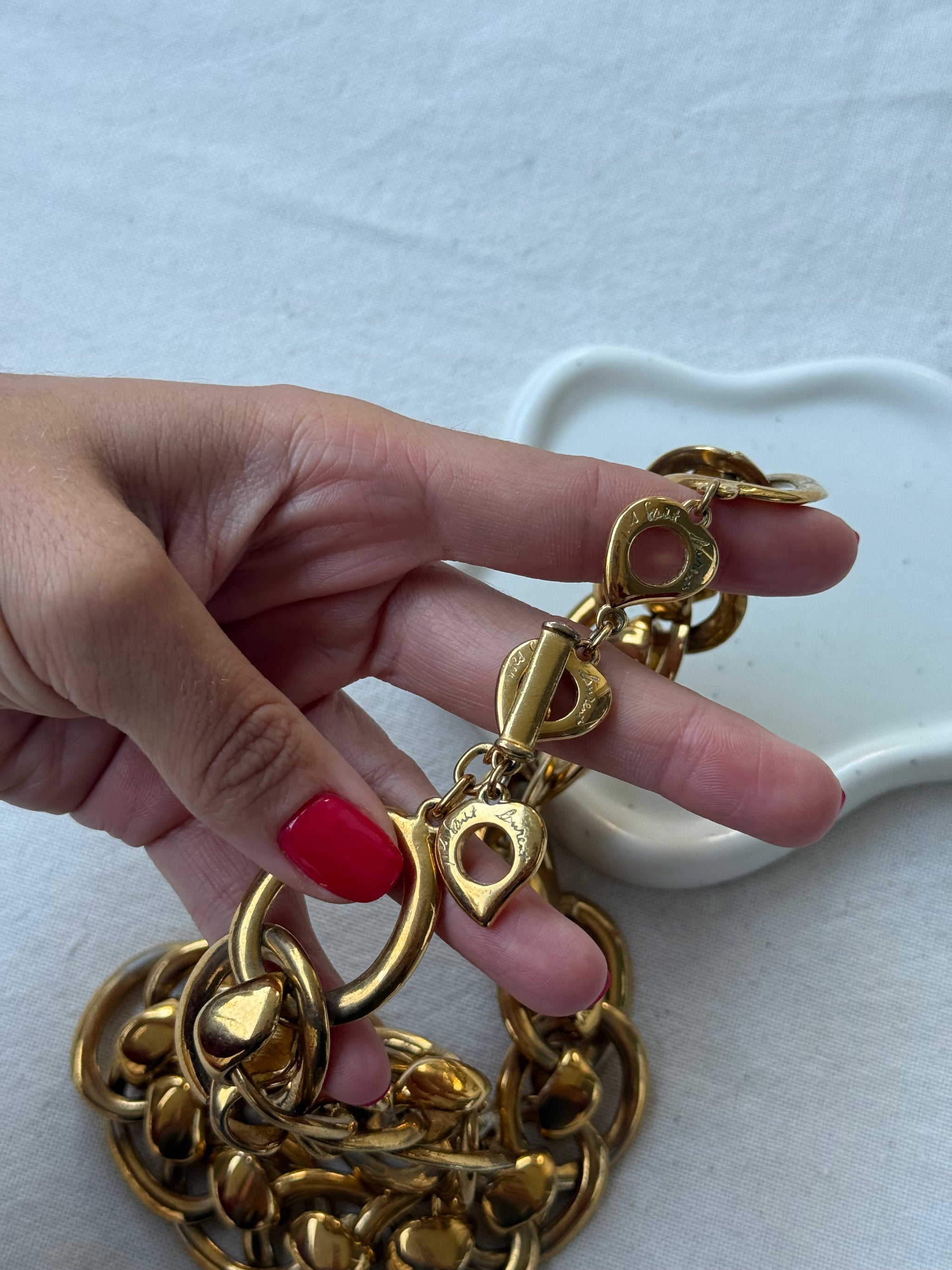 Collier Yves Saint Laurent vintage - Grosse maille dorée