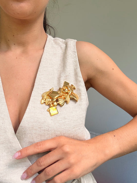Broche Guerlain vintage - Flacons dorés