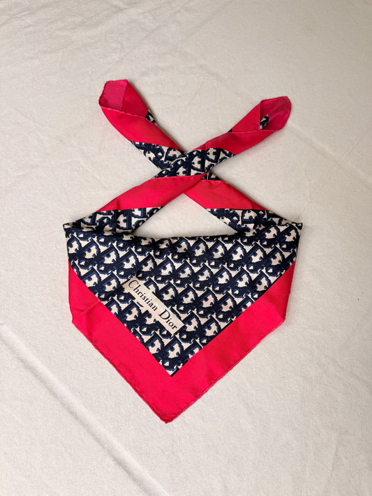 Foulard Christian Dior – Modèle monogramme bleu et rose