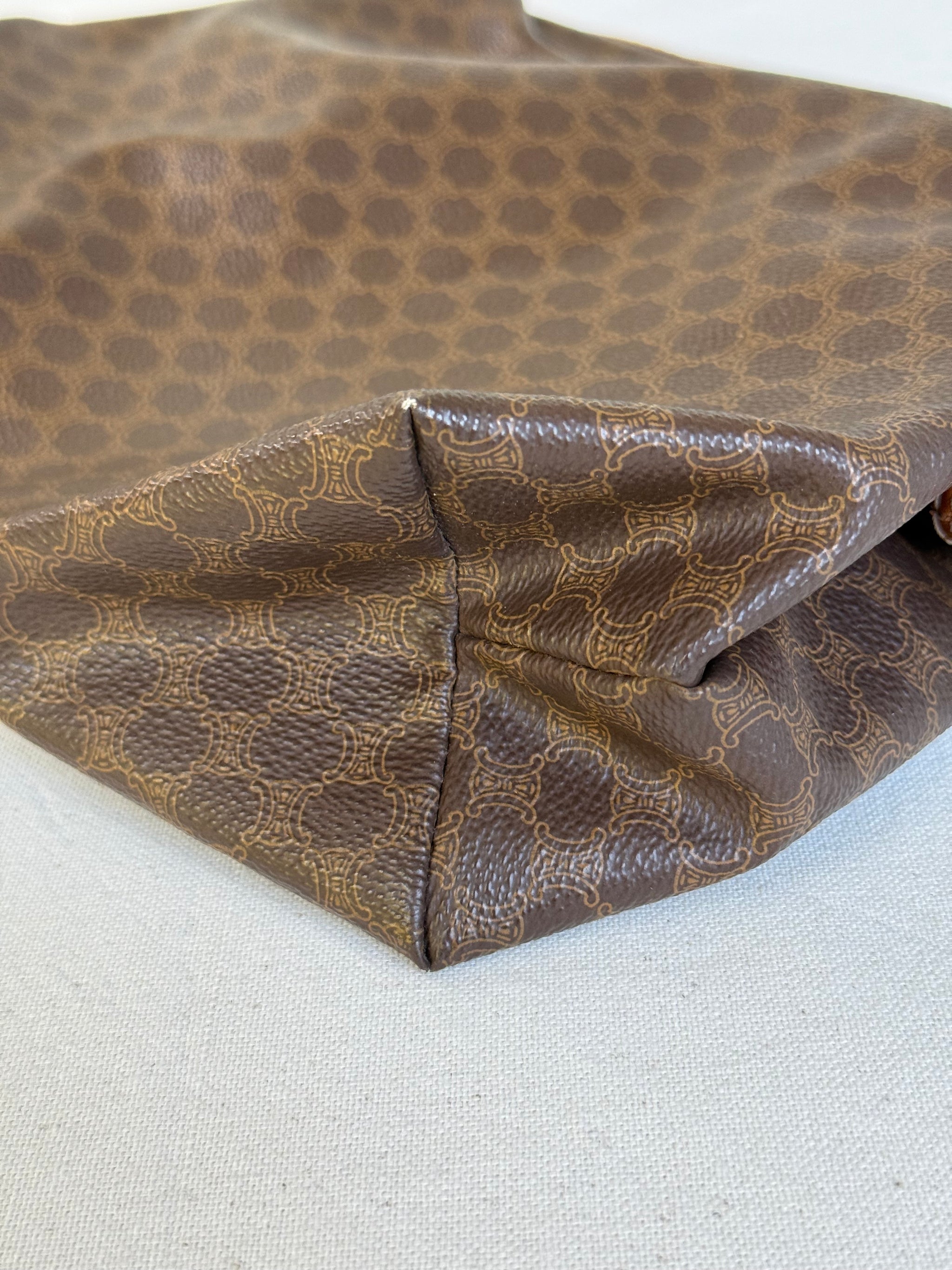 Trousse Céline vintage - Toile triomphe et cuir cognac