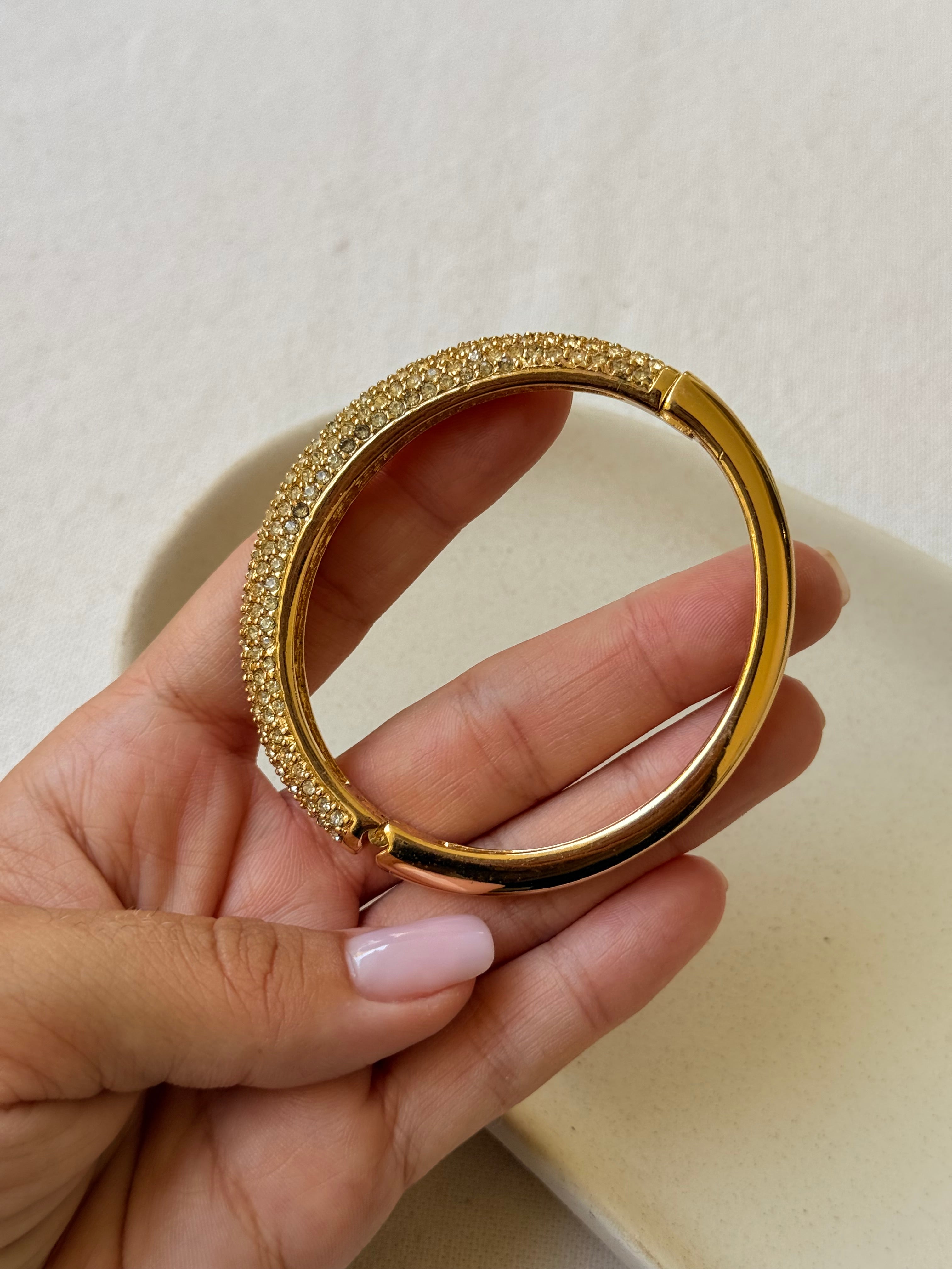 Jonc Christian Dior vintage - Doré orné de strass