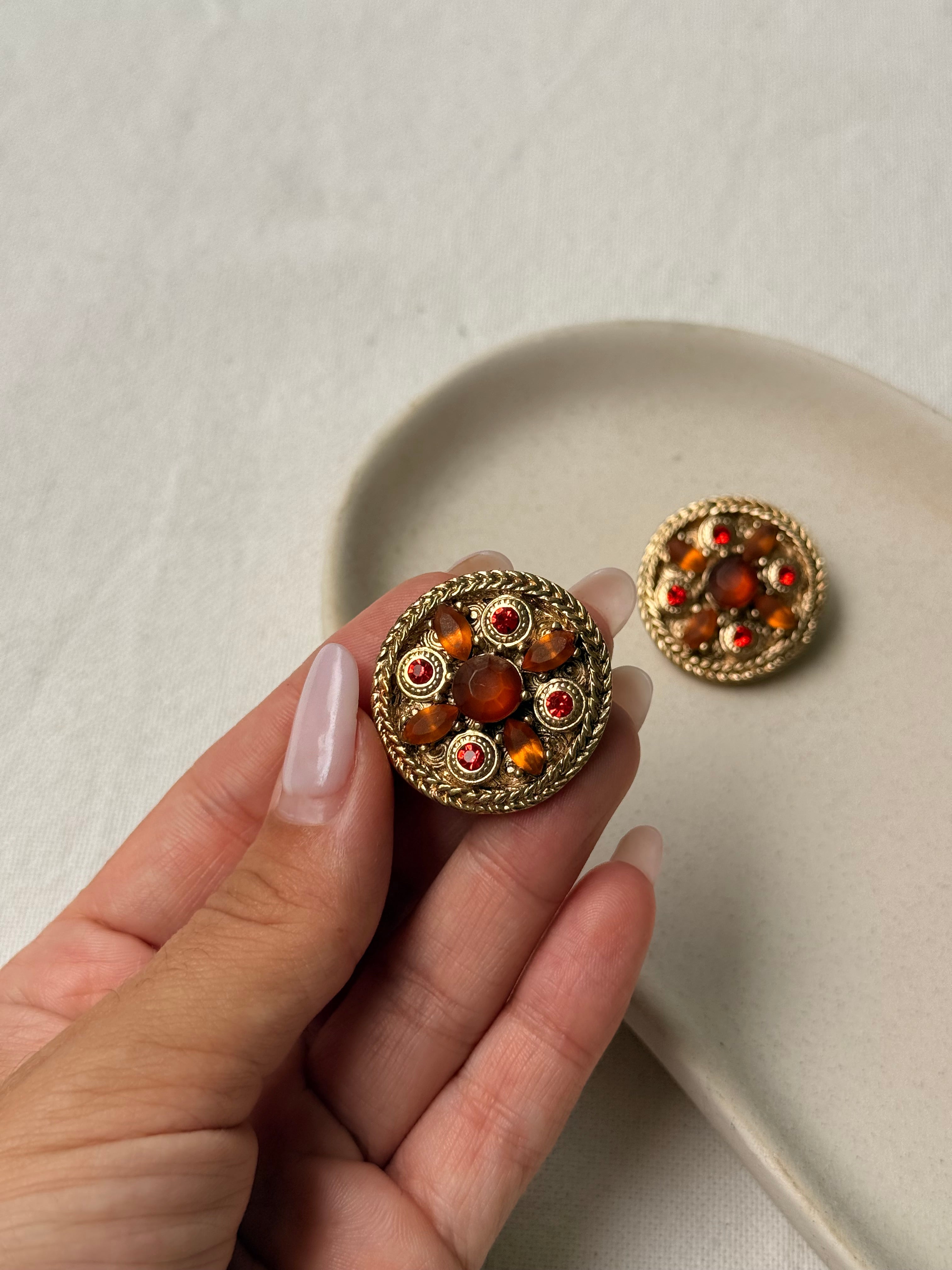 Boucles d’oreilles Gil d’Agena vintage - Cabochons ambrés