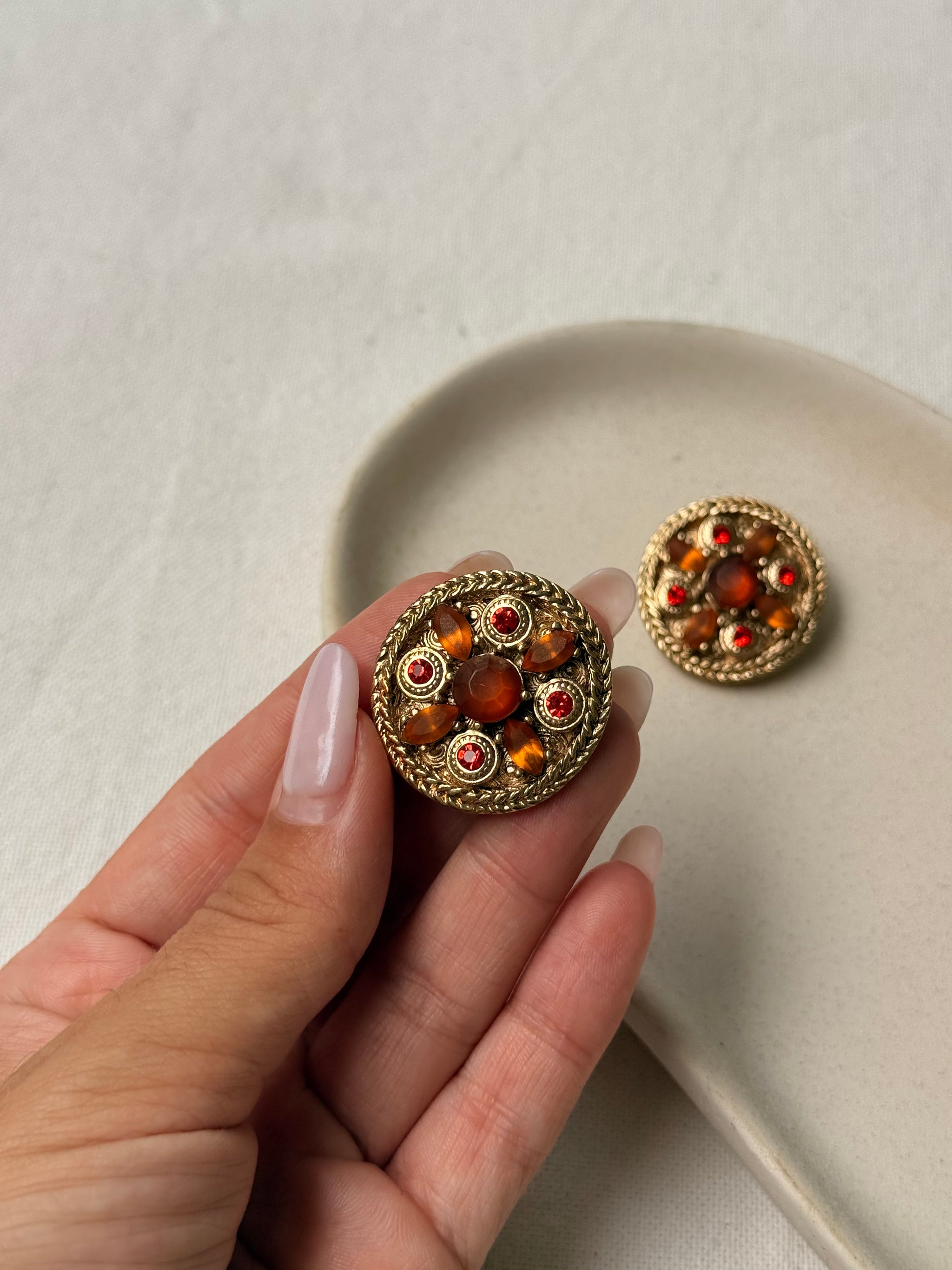 Boucles d’oreilles Gil d’Agena vintage - Cabochons ambrés