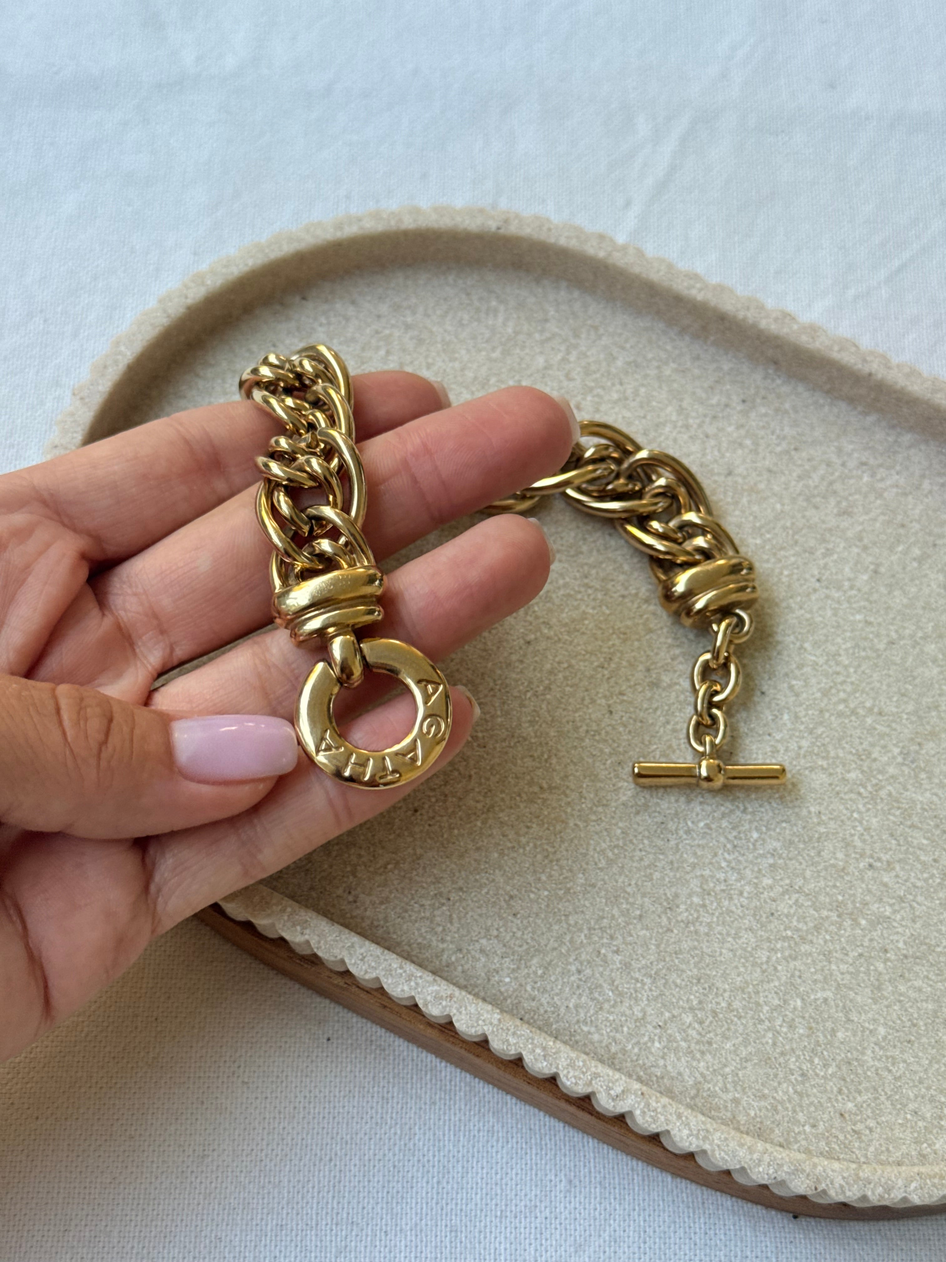 Bracelet Agatha vintage - Maille double dorée