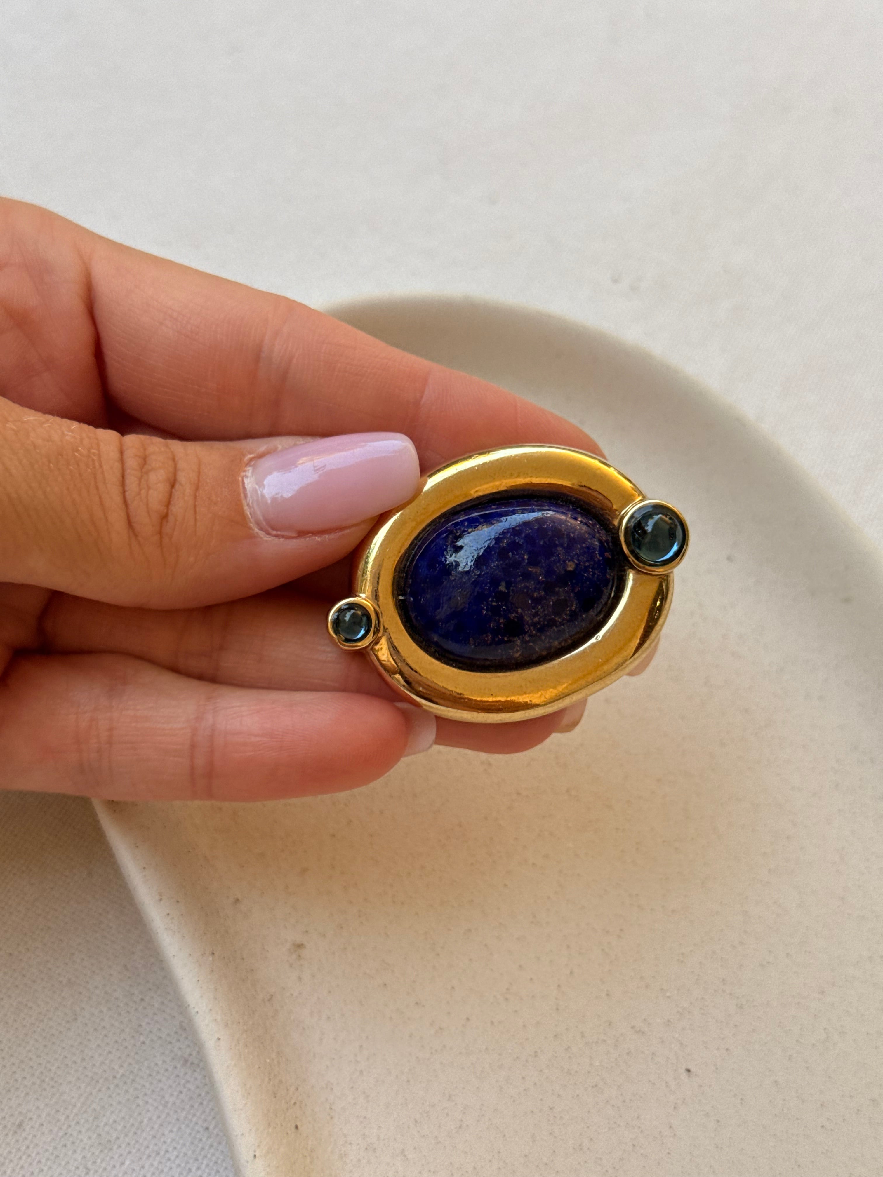 Broche Agatha vintage - Pierre bleue