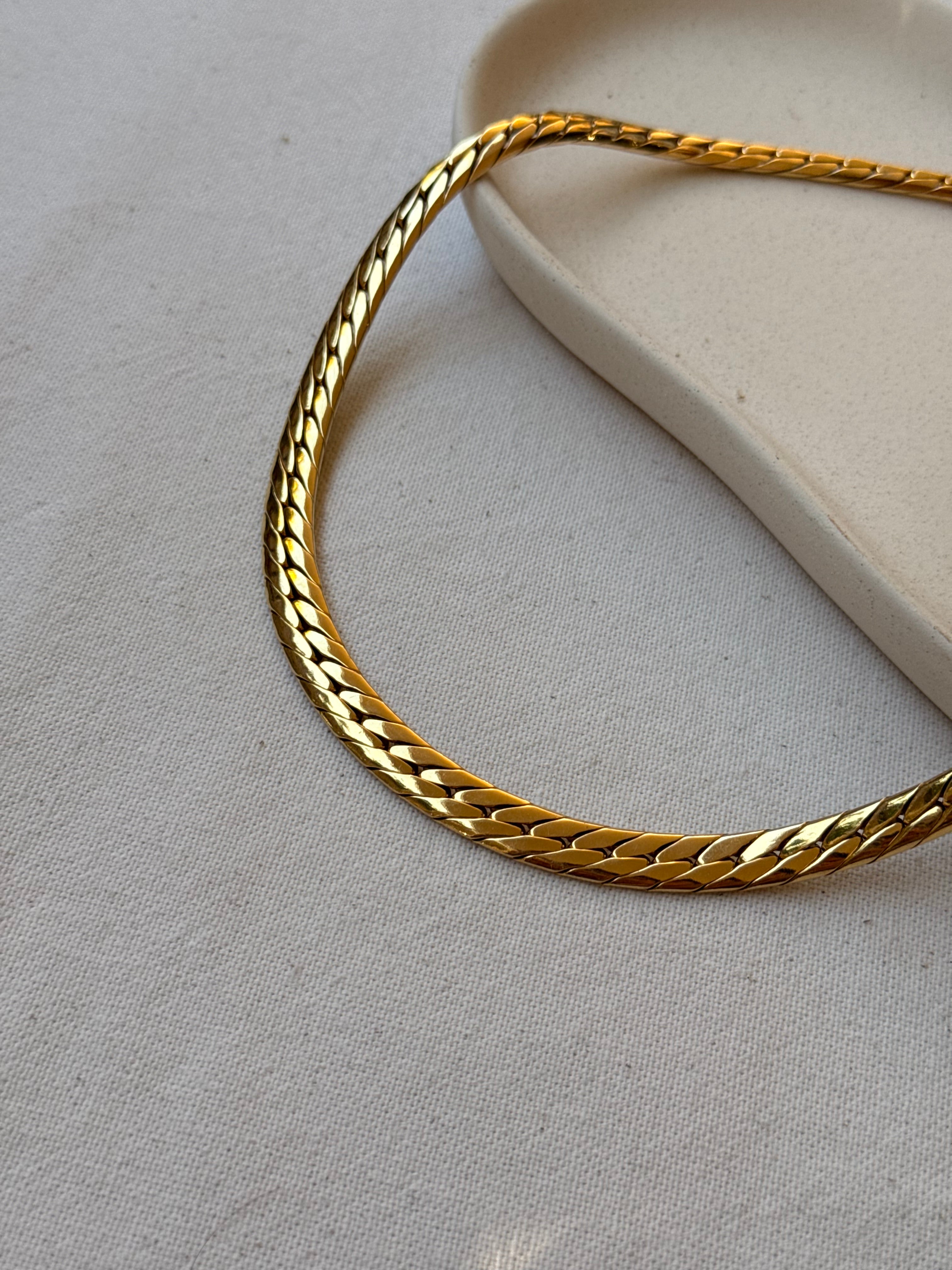 Collier doré vintage - Maille gourmette plate dorée
