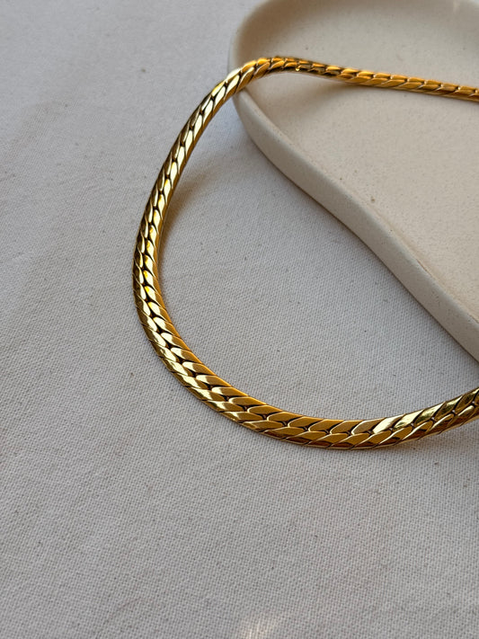 Collier doré vintage - Maille gourmette plate dorée