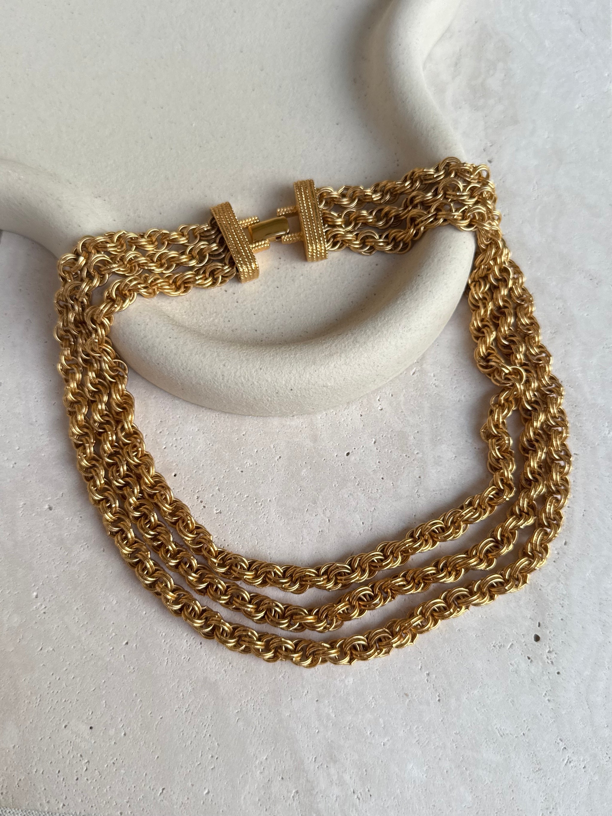 Collier Monet vintage - Doré 3 rangs