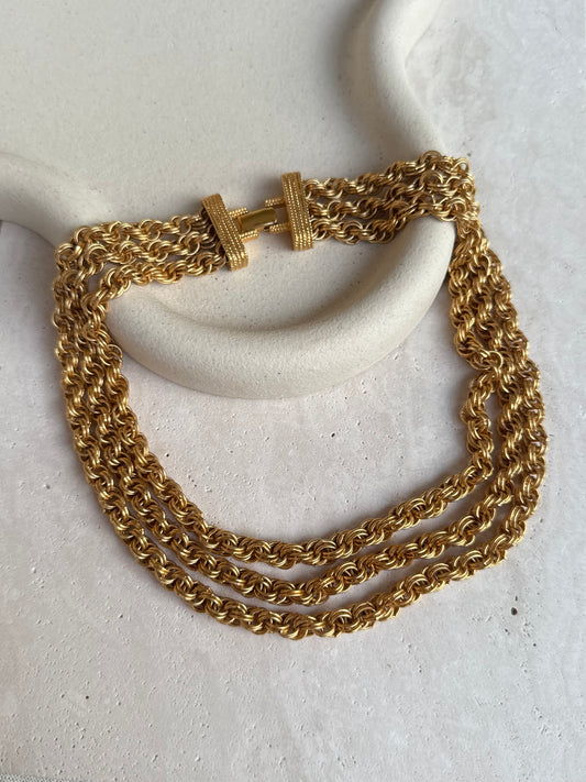 Collier Monet vintage - Doré 3 rangs