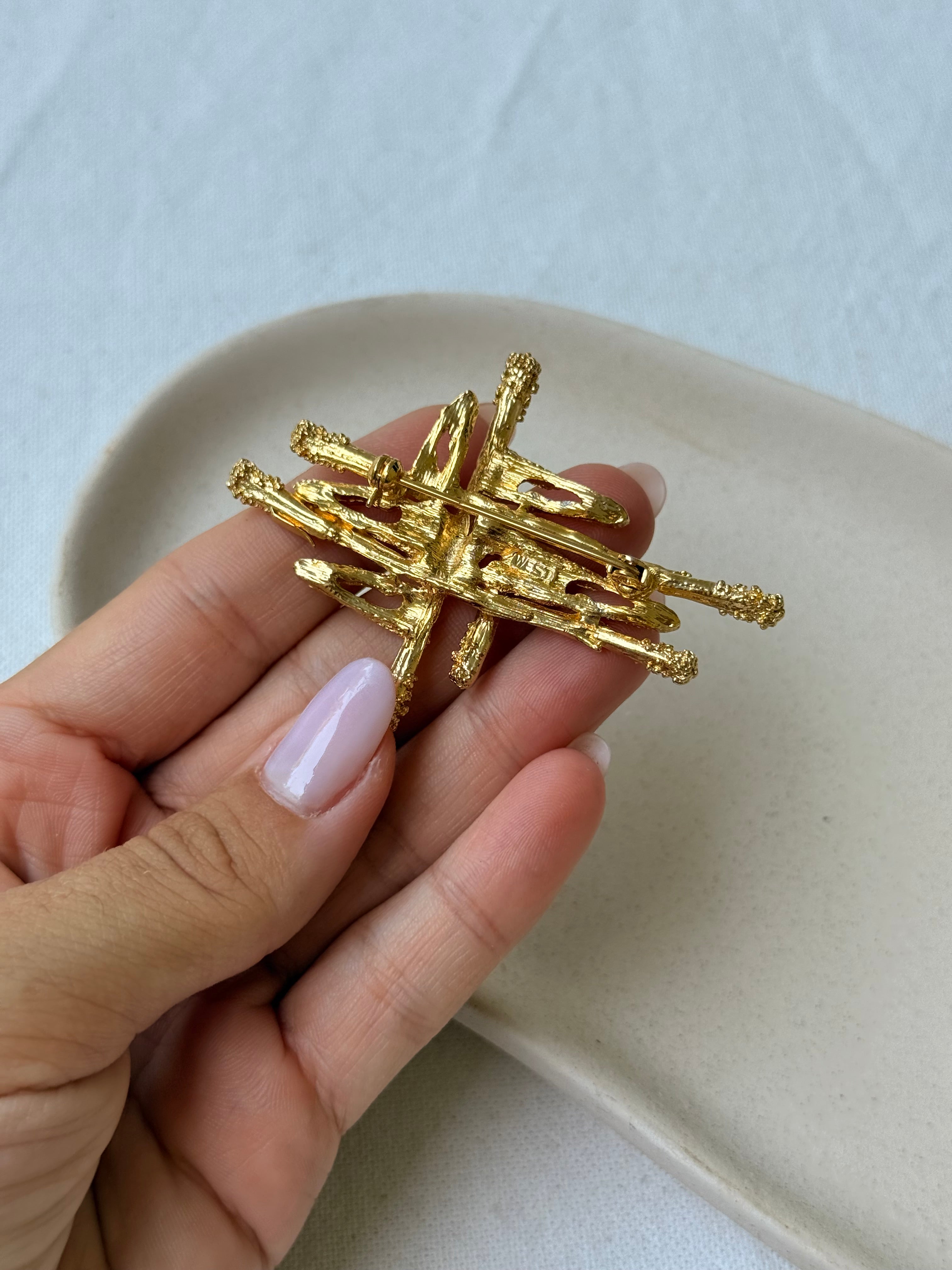 Broche vintage - Motif croix stylisée