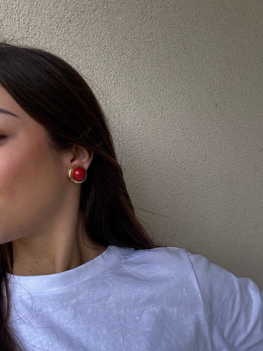 Boucles d’oreilles vintage - Perle terracotta