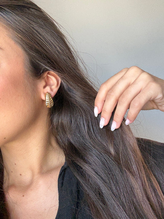 Boucles d’oreilles vintage - Créoles dorés épi