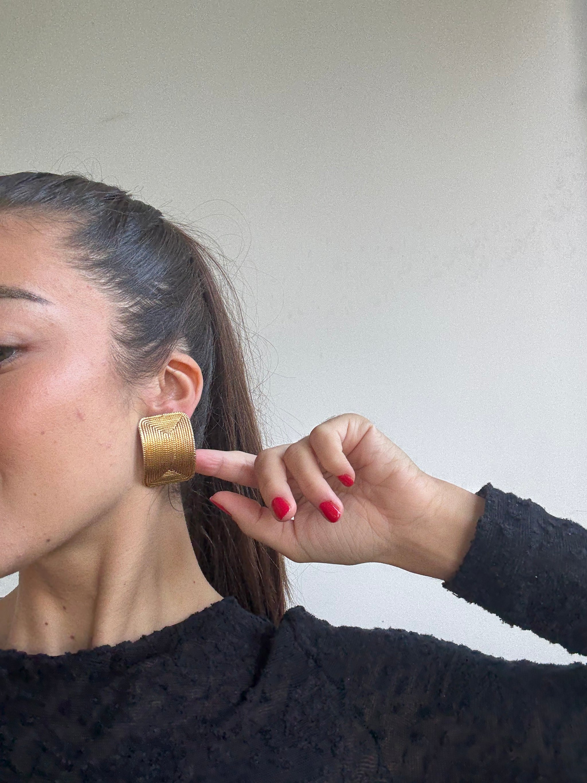 Boucles d’oreilles vintage - XXL rectangulaires texturées