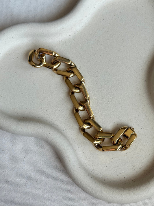 Bracelet vintage - maille rectangulaire dorée