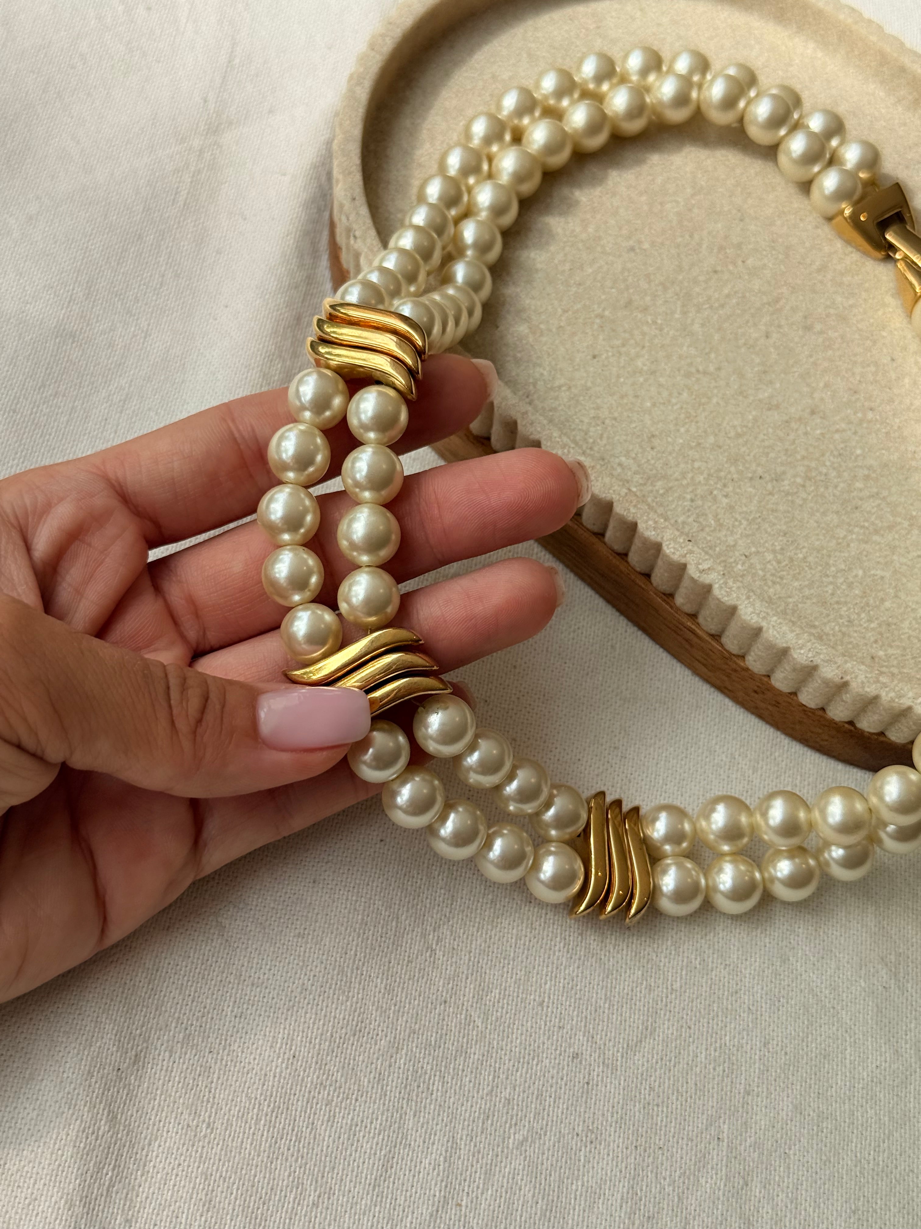 Collier Napier vintage - Double rang de perles