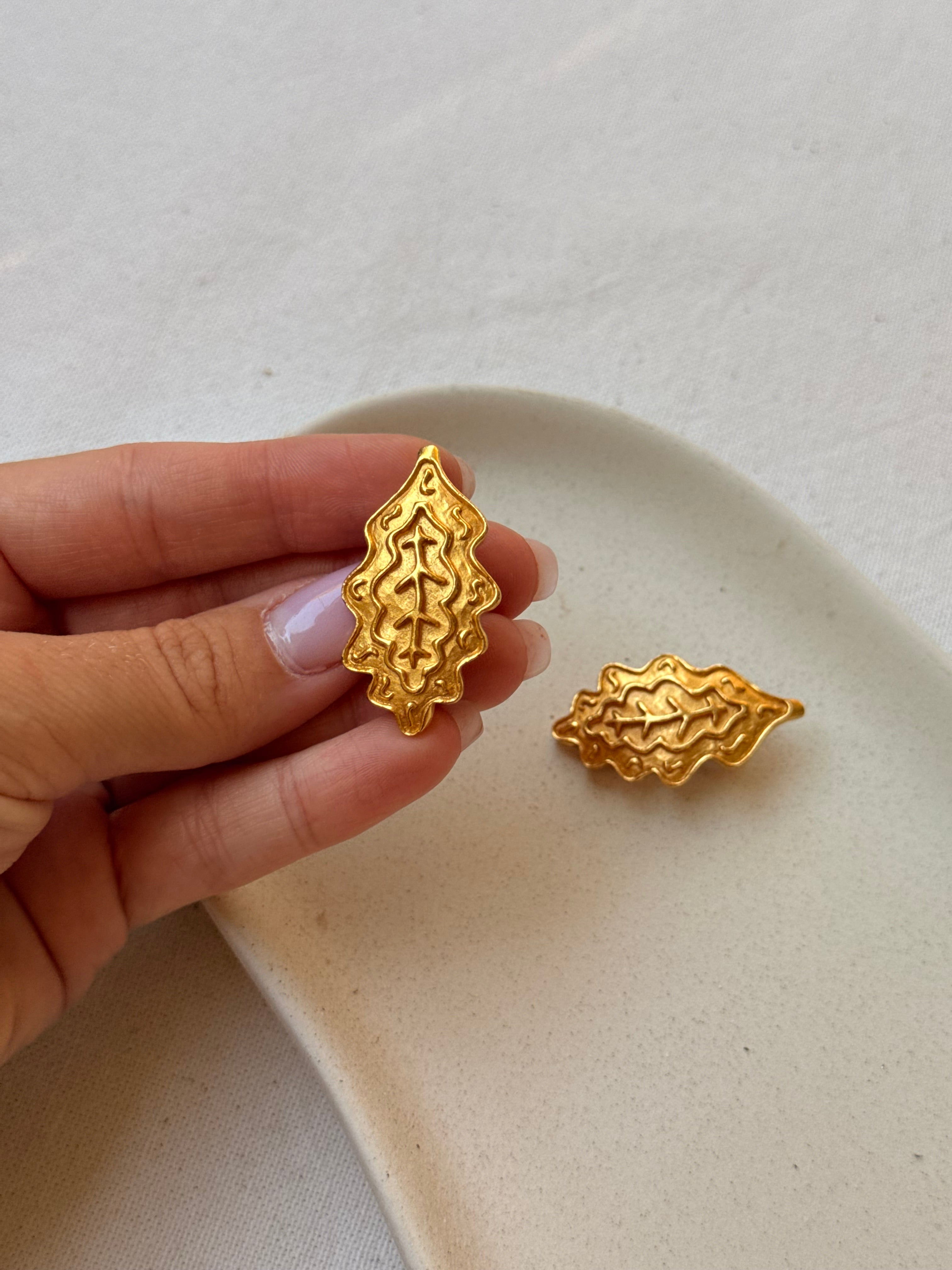 Boucles d’oreilles Inès de La Fressage vintage - Feuilles dorées