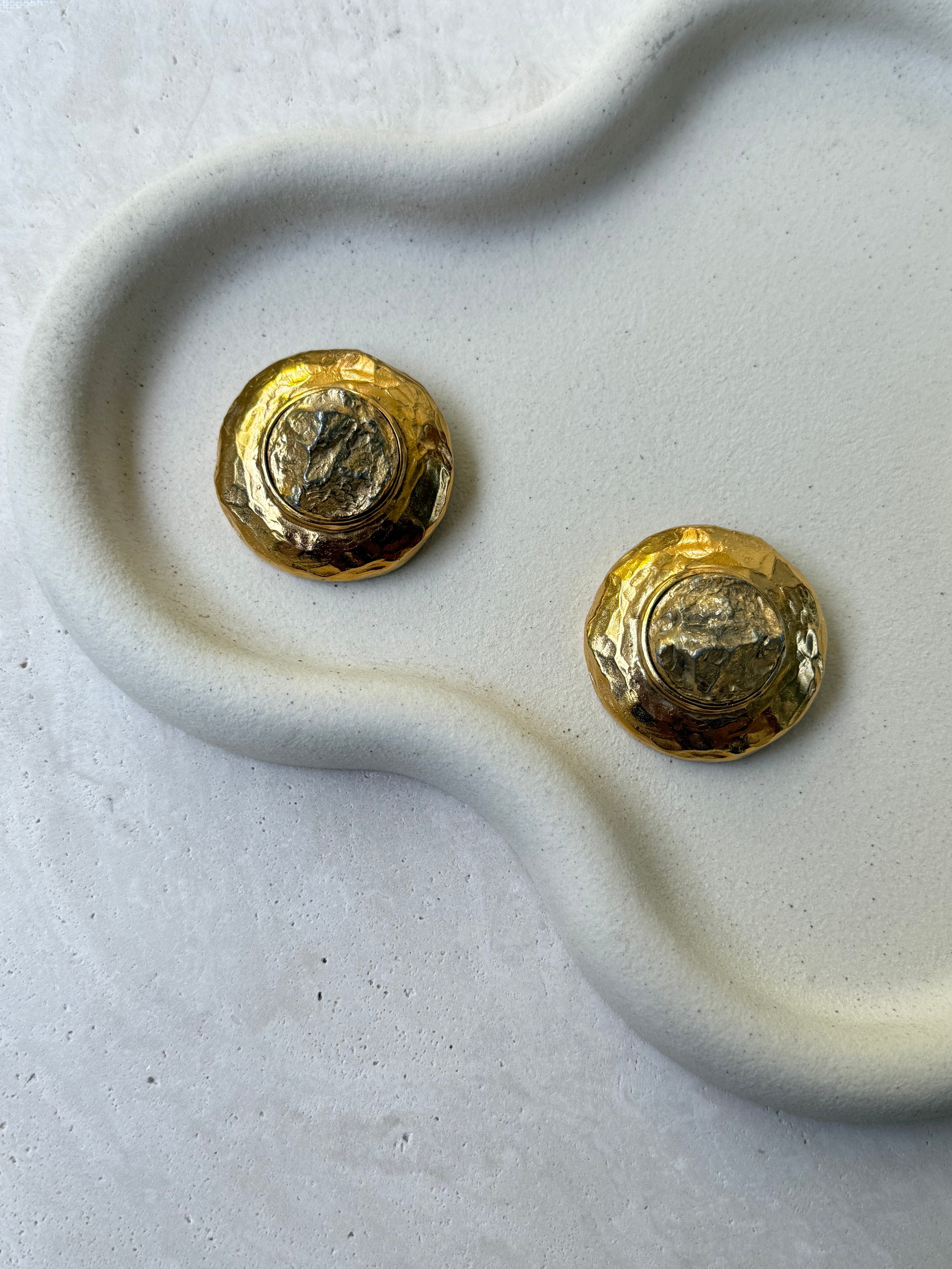 Vintage YSL Earrings - XXL Hammered Design
