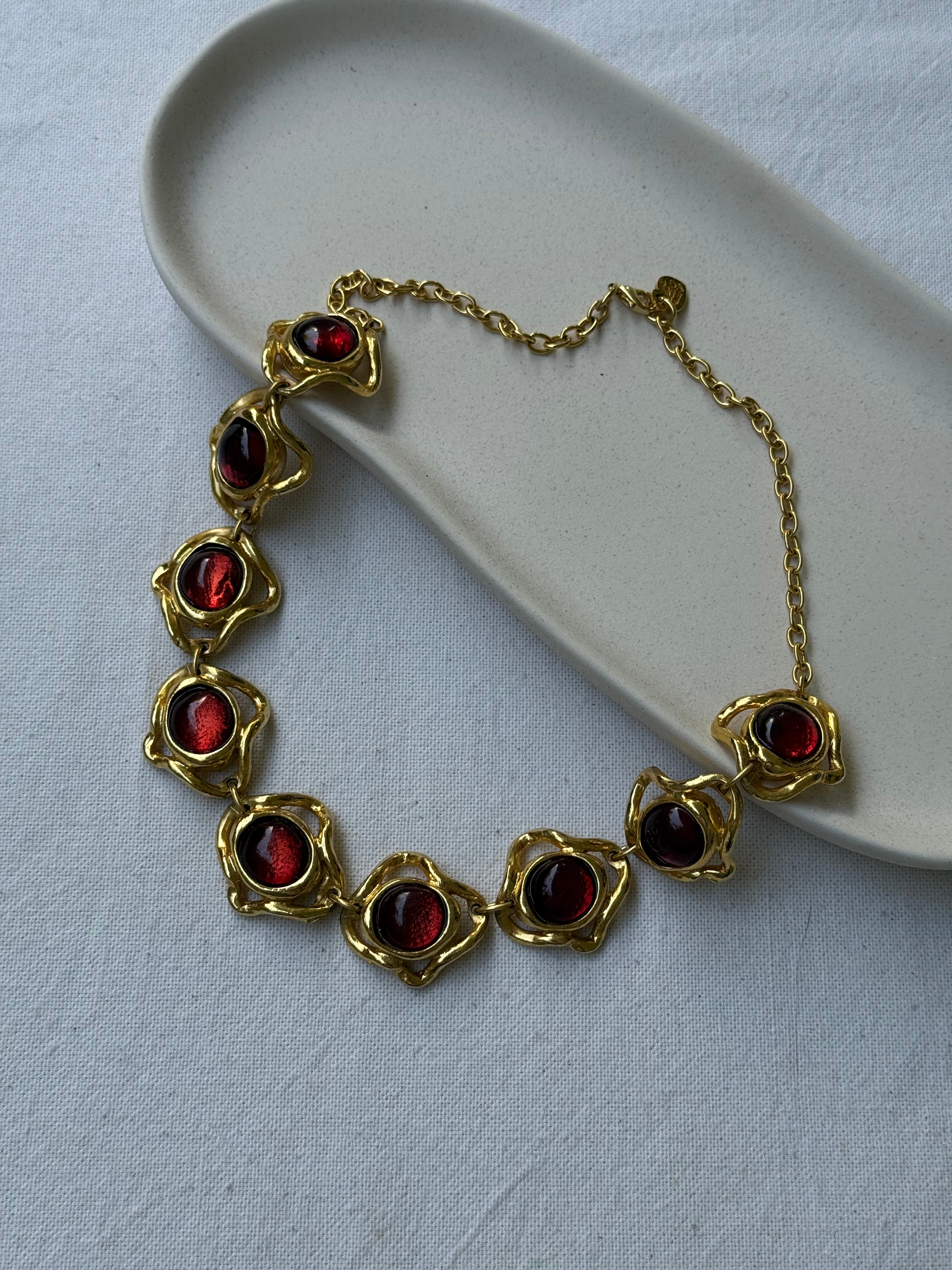 Collier Dolce Vita vintage - Cabochon résine rouge