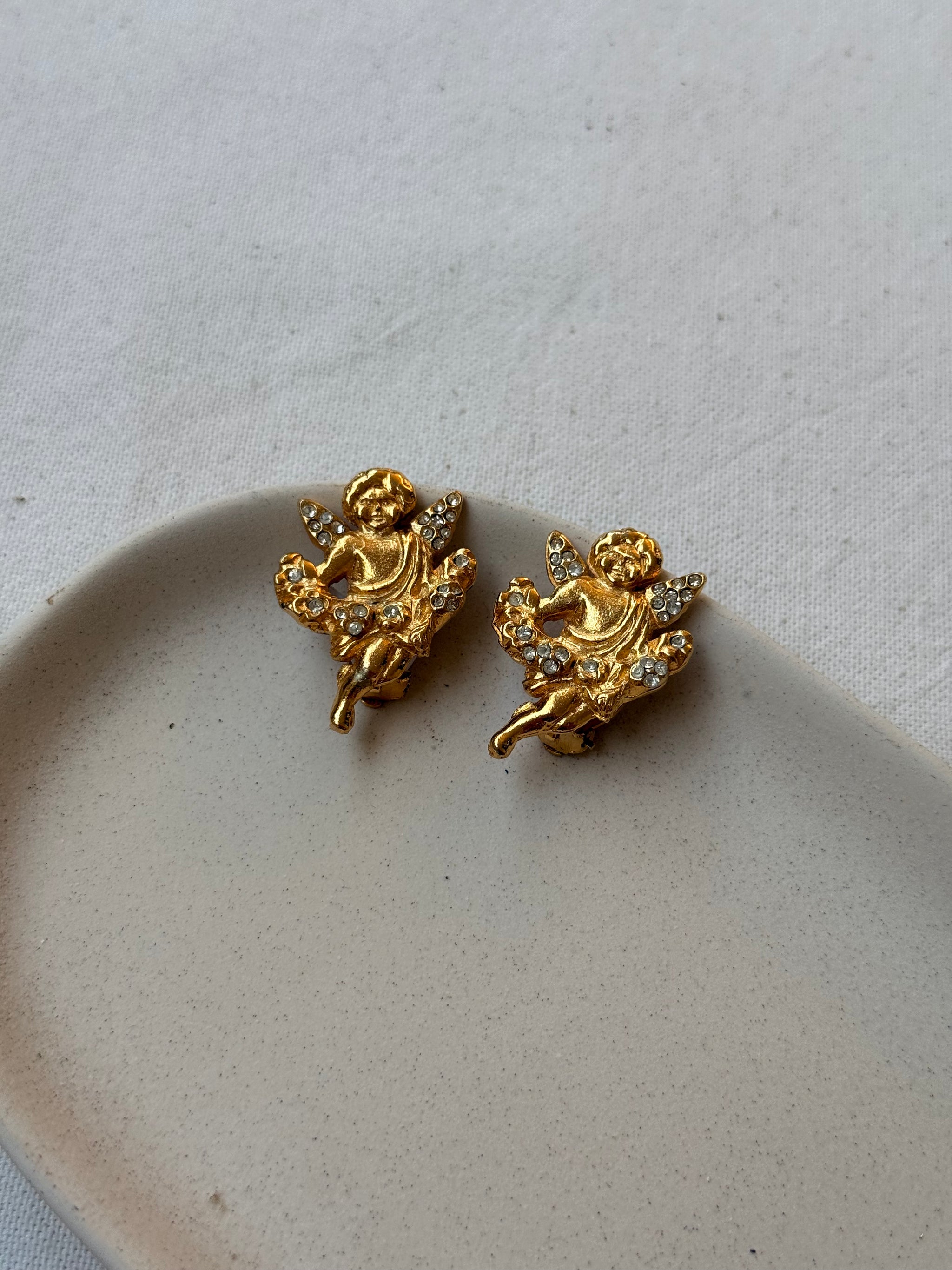 Boucles d’oreilles Sonia Rykiel vintage - Anges ornés de strass