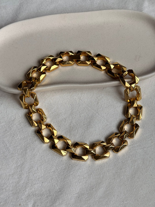 Collier doré vintage - Maillons facettés